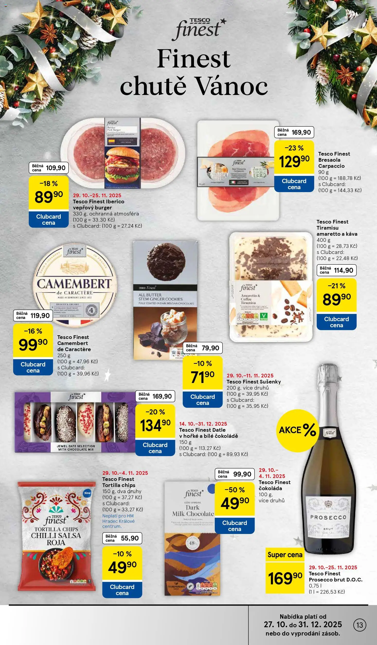 Tesco leták - Hypermarket od 29.10.2025 | Strana: 13 | Produkty: Burger, Čokoláda, Finest, Tortilla