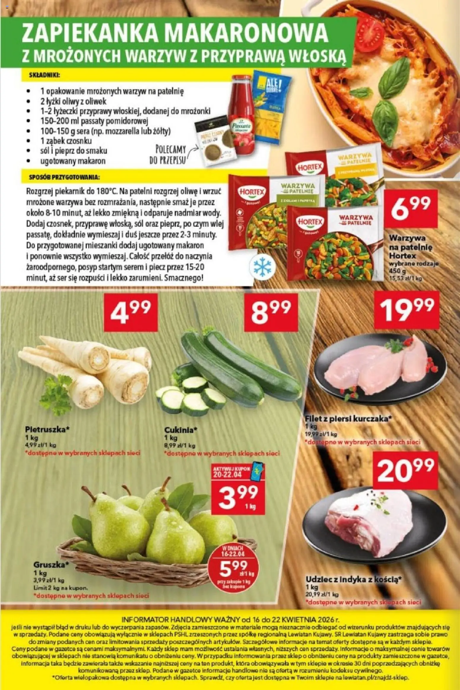 Lewiatan gazetka - Przepis na udany tydzień od 16.04.2026 | Strona: 4 | Produkty: Piersi, Zapiekanka, Ser, Warzywa