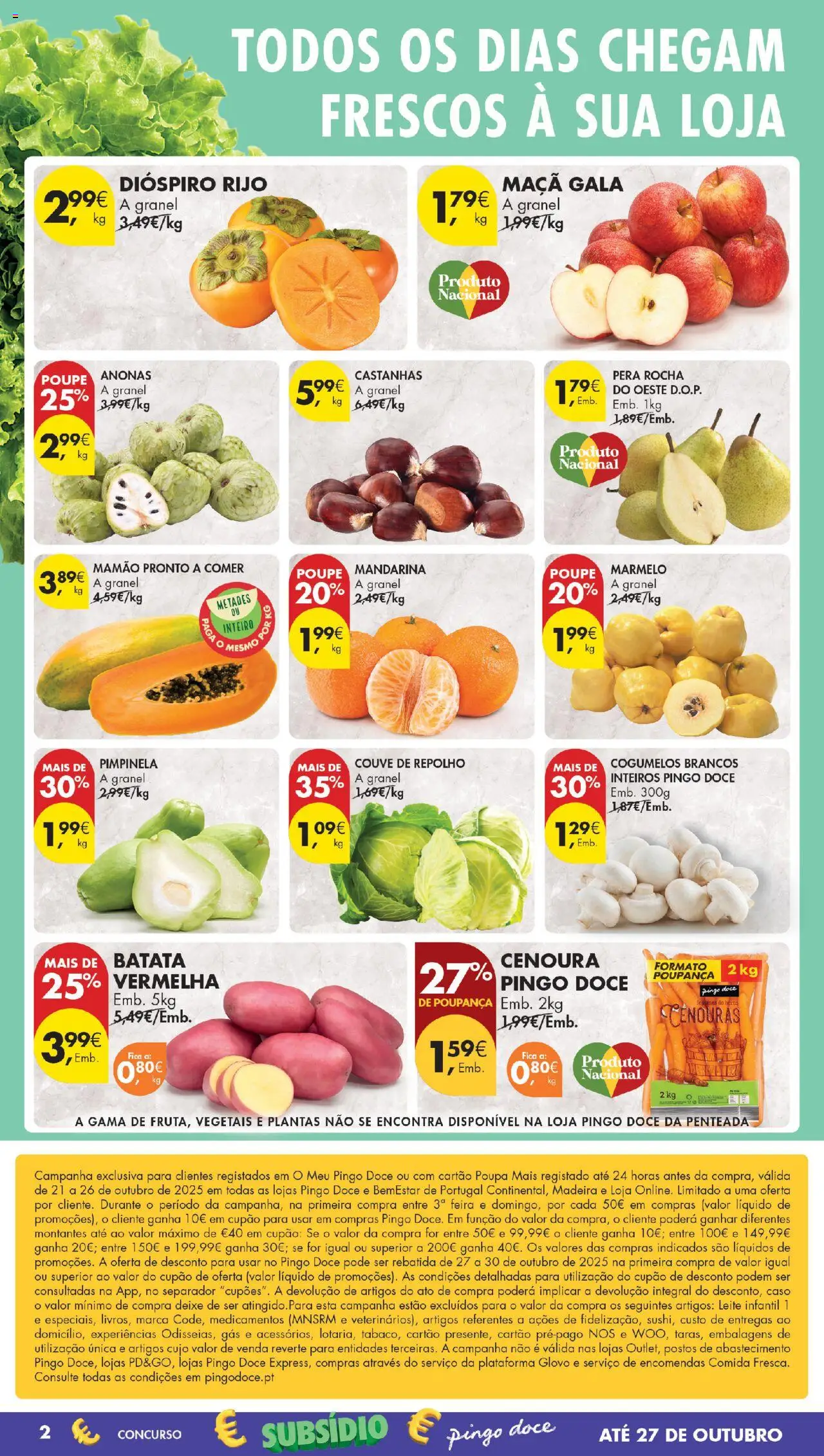 Pingo Doce Poupe Esta Semana Madeira │ válido de 21.10.2025 | Página: 2 | Produtos: Castanhas, Leite, Maça, Mamão