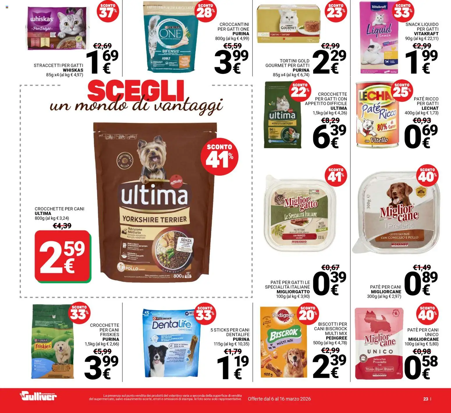 Volantino Gulliver del 06.03.2026 | Pagina: 23 | Prodotti: Pollo, Manzo, Prosciutto, Crocchette