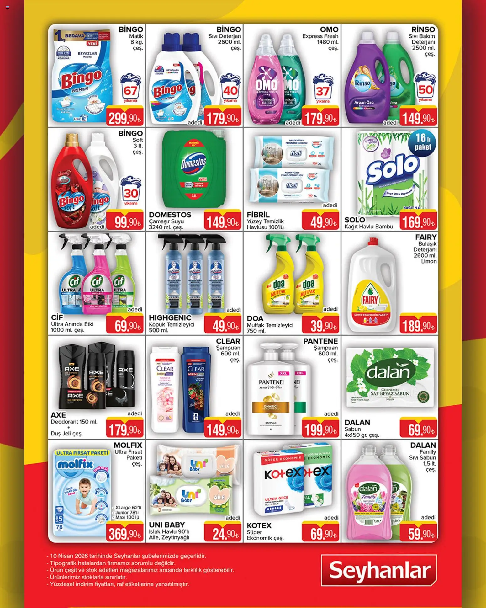 Seyhanlar Market Katalog - 10.04.2026 tarihinden itibaren geçerlidir | Sayfa: 9 | Ürünler: Şampuan, Deodorant, Deterjan, Kağıt havlu