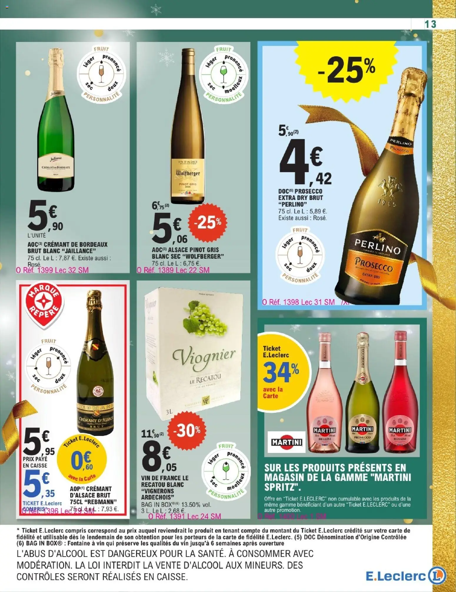 {H1} | Page: 13 | Produits: Prosecco, Martini, Vin, Crémant d'alsace