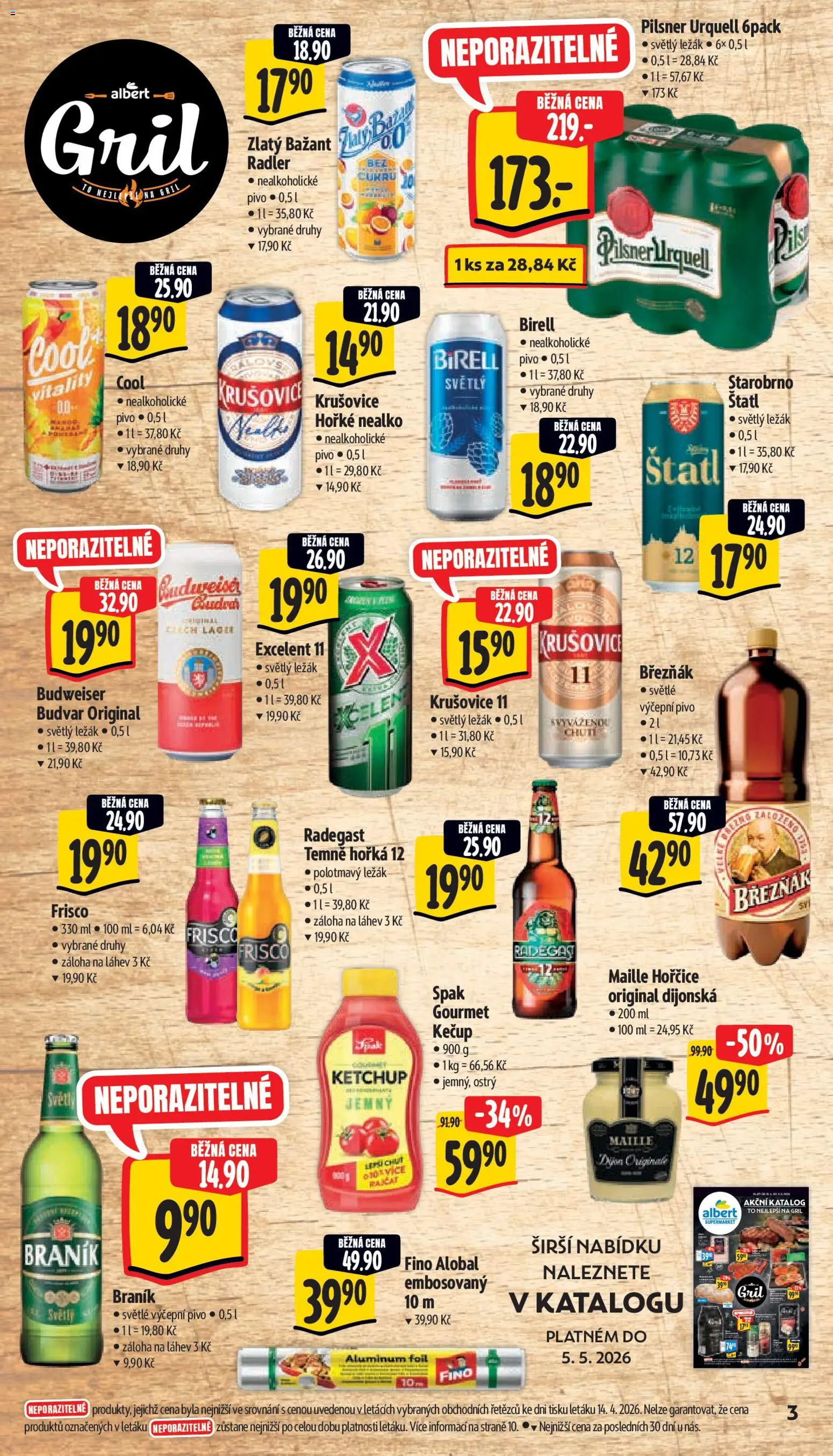 Albert leták - Supermarket od 22.04.2026 | Strana: 7 | Produkty: Starobrno, Zlatý Bažant, Nealkoholické pivo, Krušovice