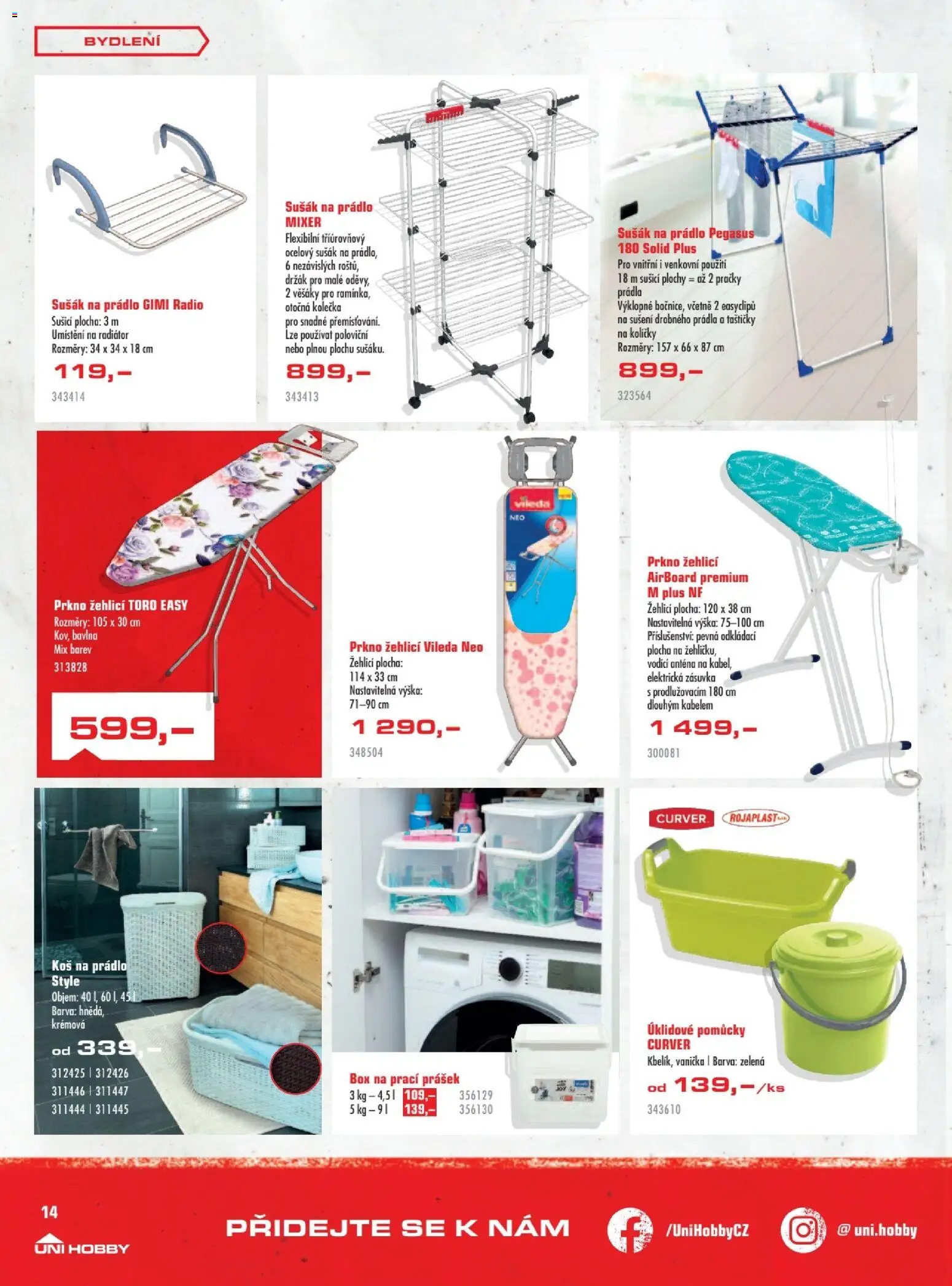 Uni Hobby leták od 29.01.2026 | Strana: 14 | Produkty: Box, Sušák na prádlo, Koš na prádlo, Mixér