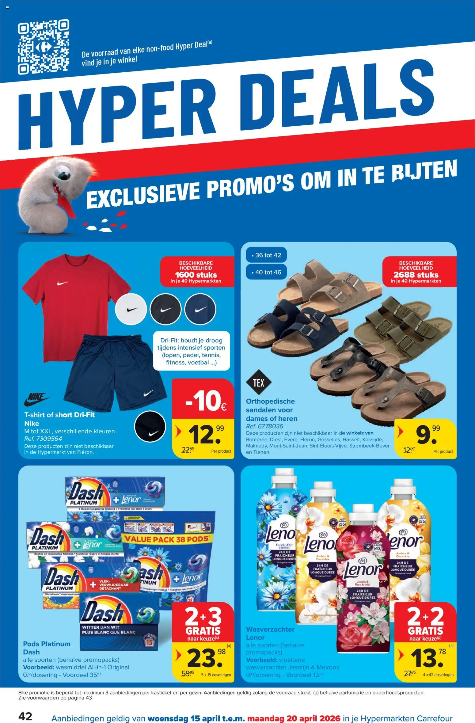 {H1} | Pagina: 42 | Producten: Sandalen, Wasmiddel, Wasverzachter