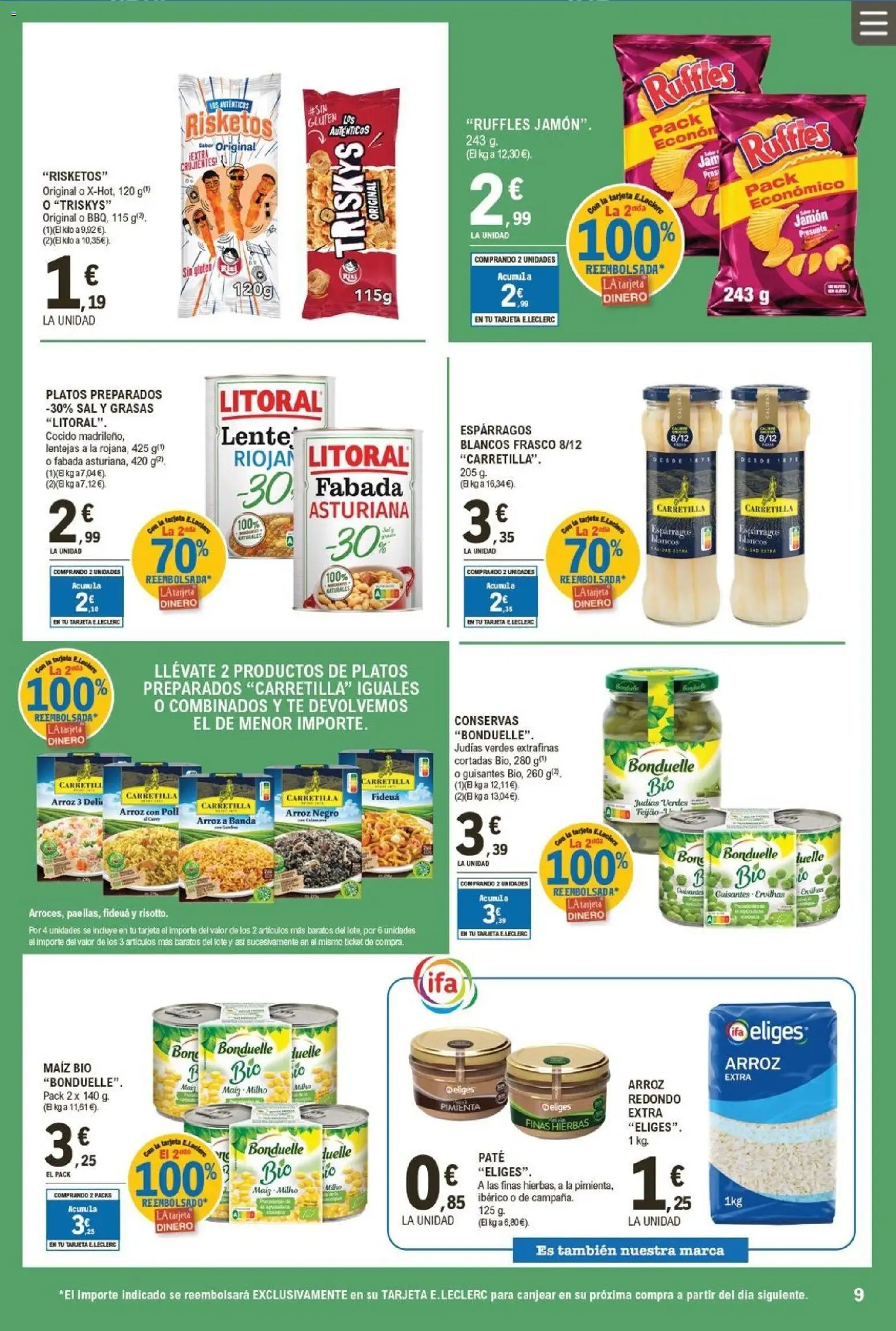 E.Leclerc folleto │ válido desde el 19.11.2025 | Página: 9 | Productos: Jamón, Paté, Arroz, Té