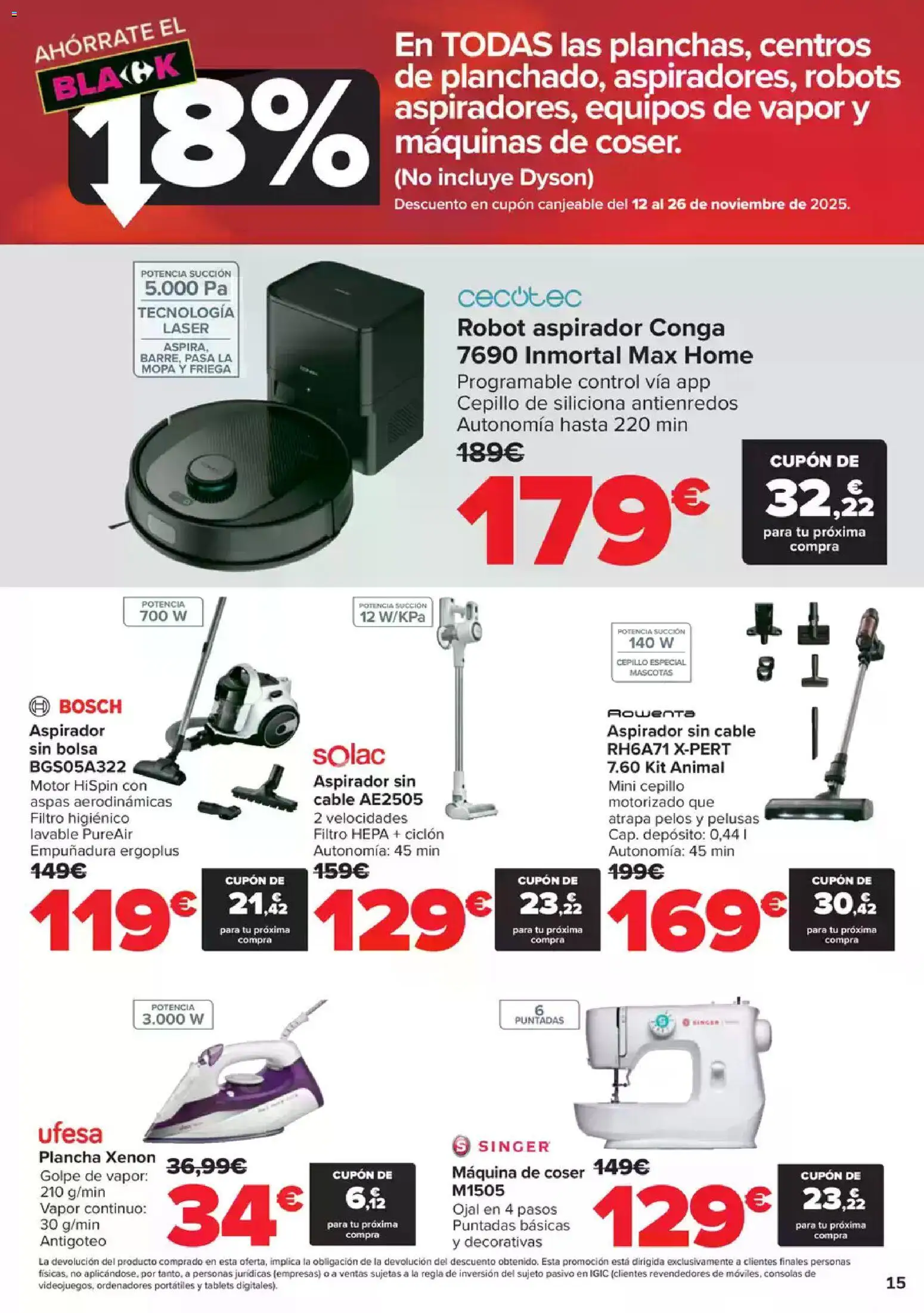 Carrefour Black Friday │ válido desde el 06.11.2025 | Página: 15 | Productos: Cepillo, Alcool, Cable, Robot