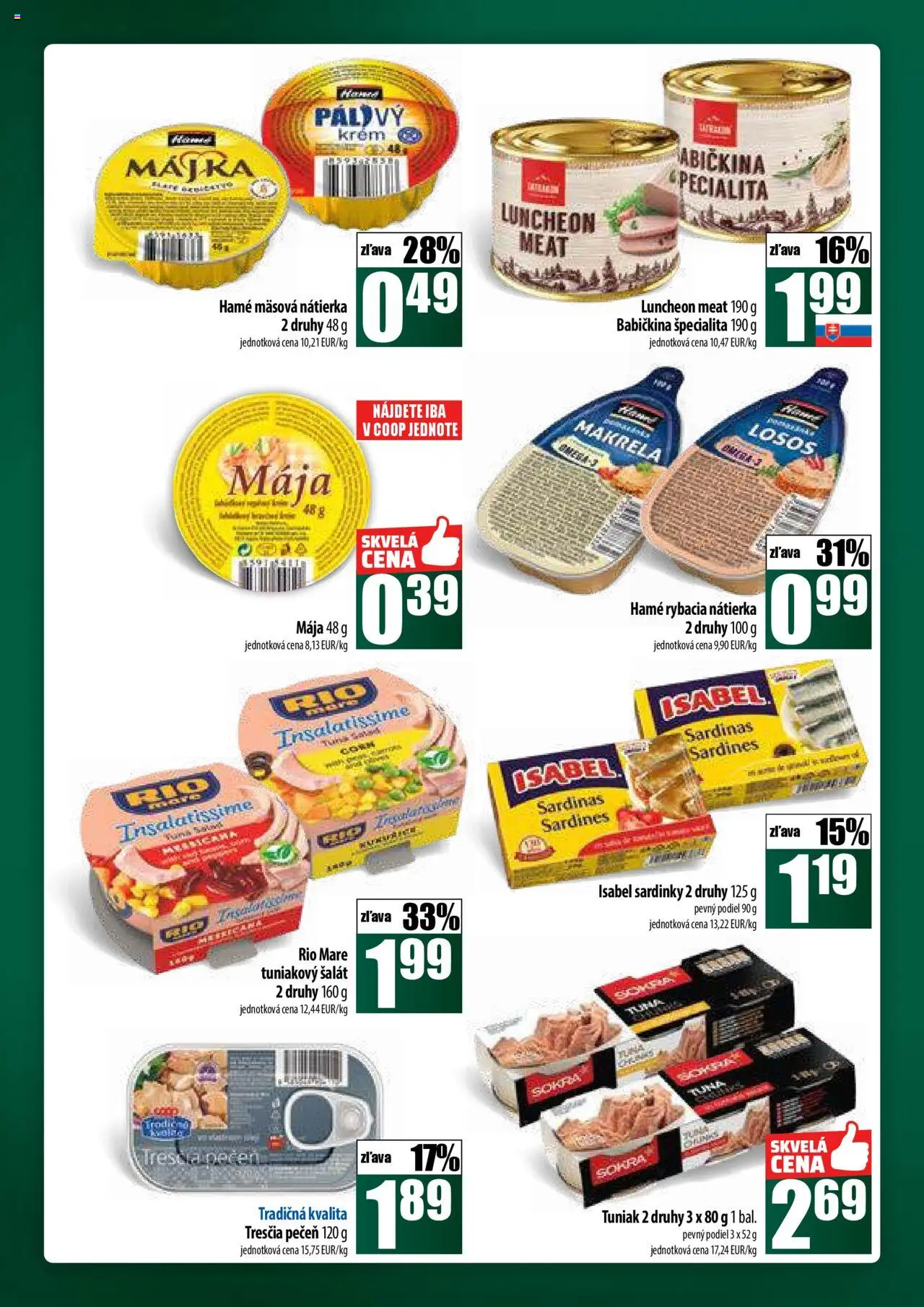 COOP Jednota široká ponuka │ platný od 14.08.2025 | Strana: 36 | Produkty: Tuniak, Sardinky, Rio Mare, Šalát