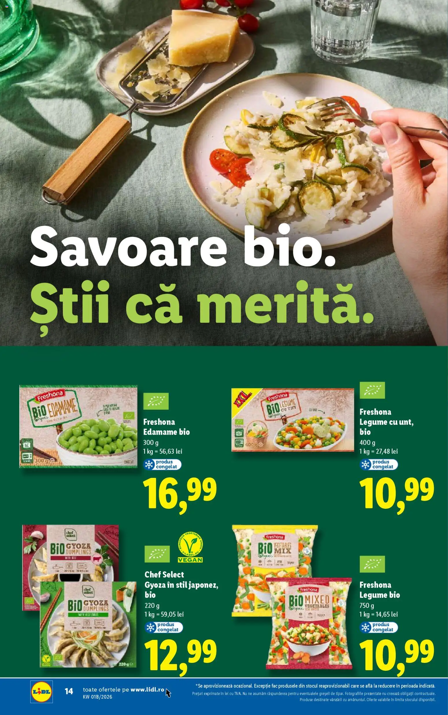 Noul catalog Lidl – valabil de la 02.01.2026 | Pagină: 14 | Produse: Şerit ödül, Unt, Legume