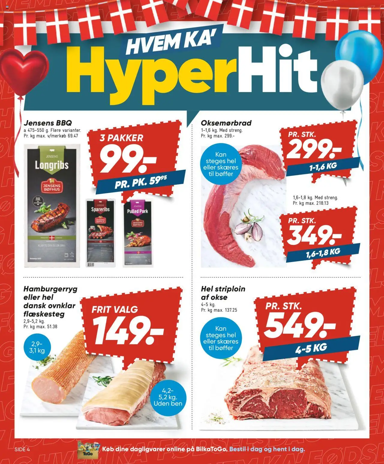 Bilka Tilbudsavis gyldig fra 01.08.2025 | Side: 4 | Produkter: Bøffer, Spareribs, Flæskesteg, Grill