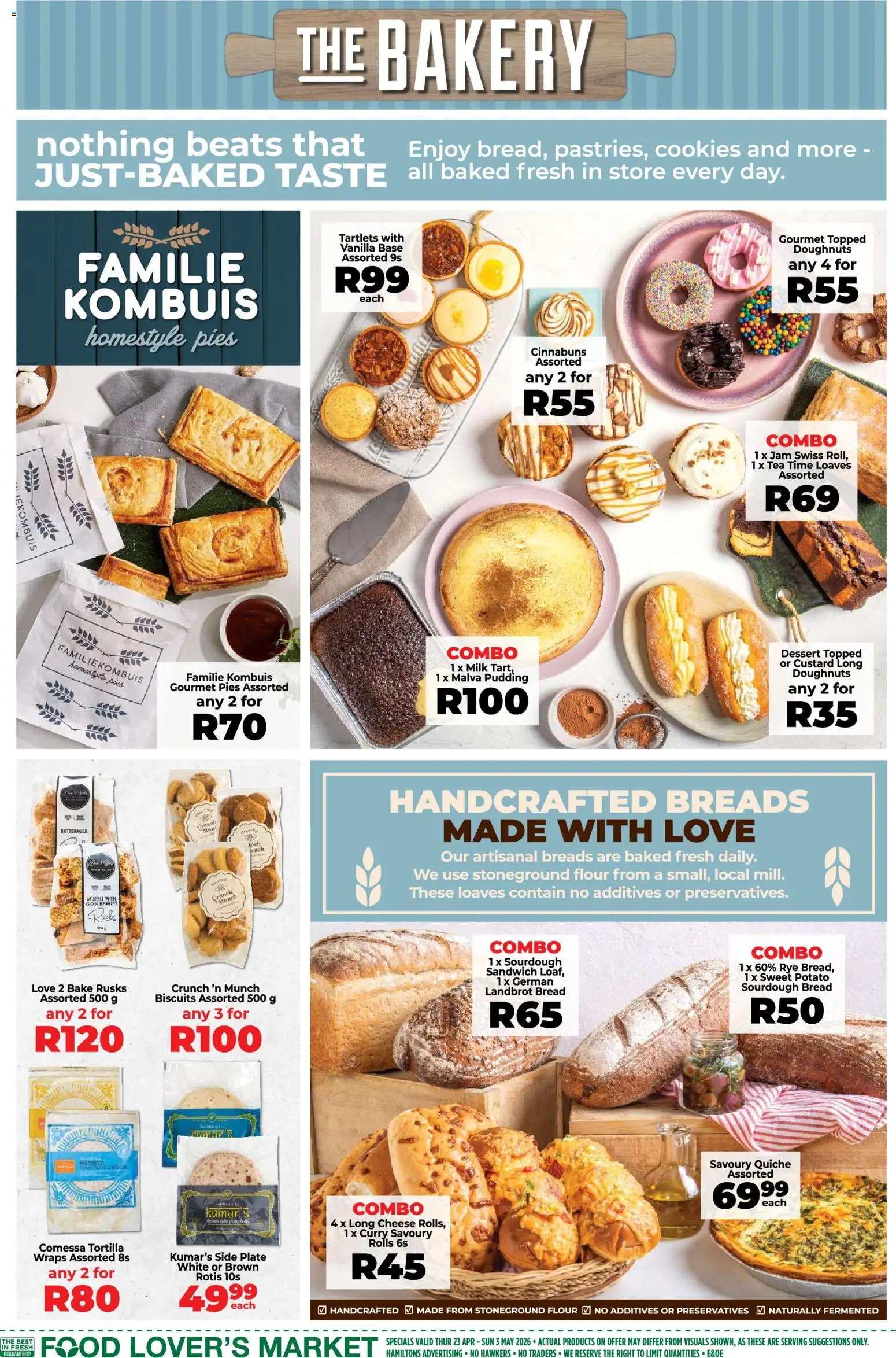 New Food Lover's Market catalogue – valid from 23.04.2026 | Page: 5 | Products: Custard, Jam, Tea, Cookies