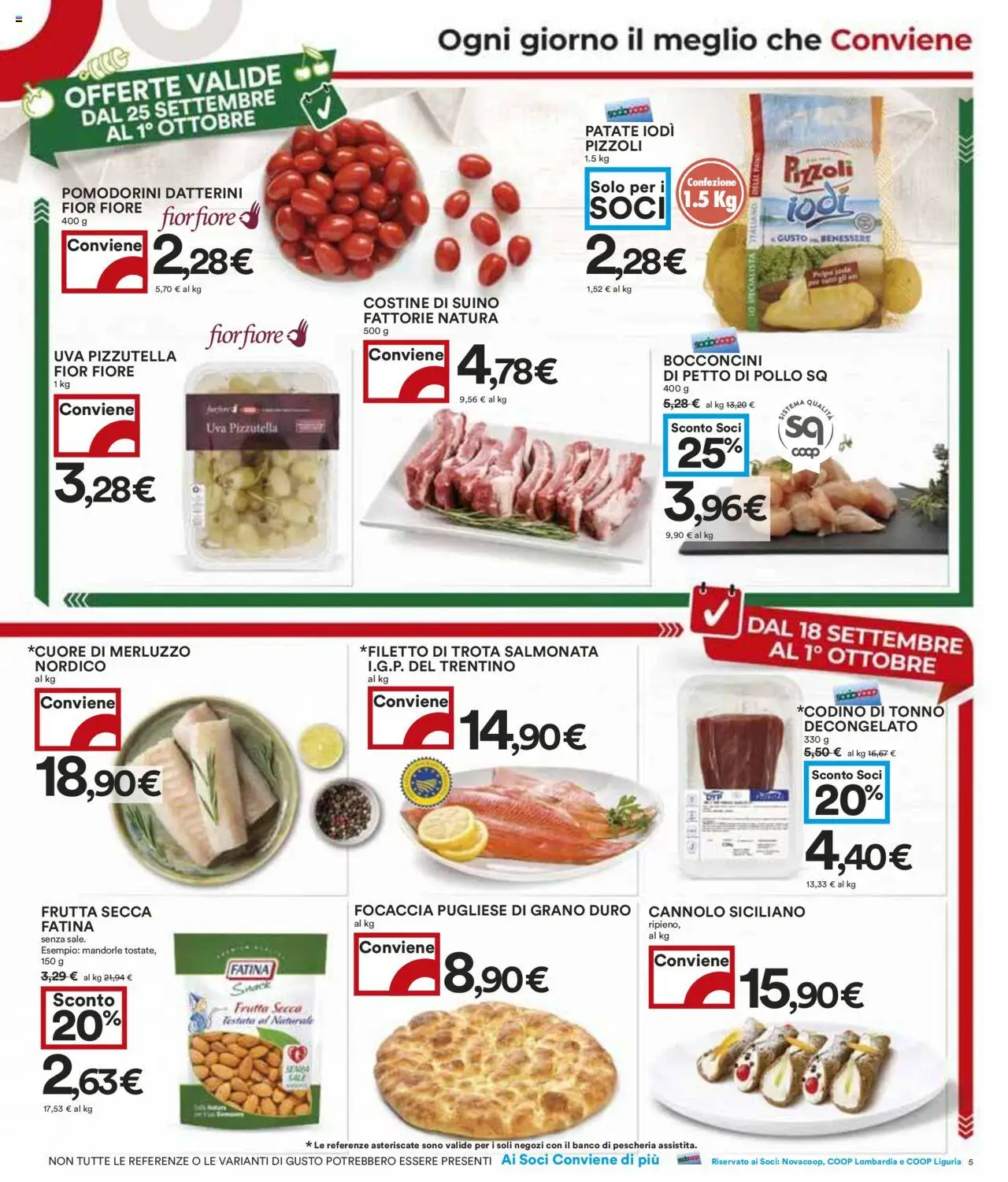 Volantino COOP del 18.09.2025 | Pagina: 5 | Prodotti: Pomodorini, Pollo, Focaccia, Mandorle