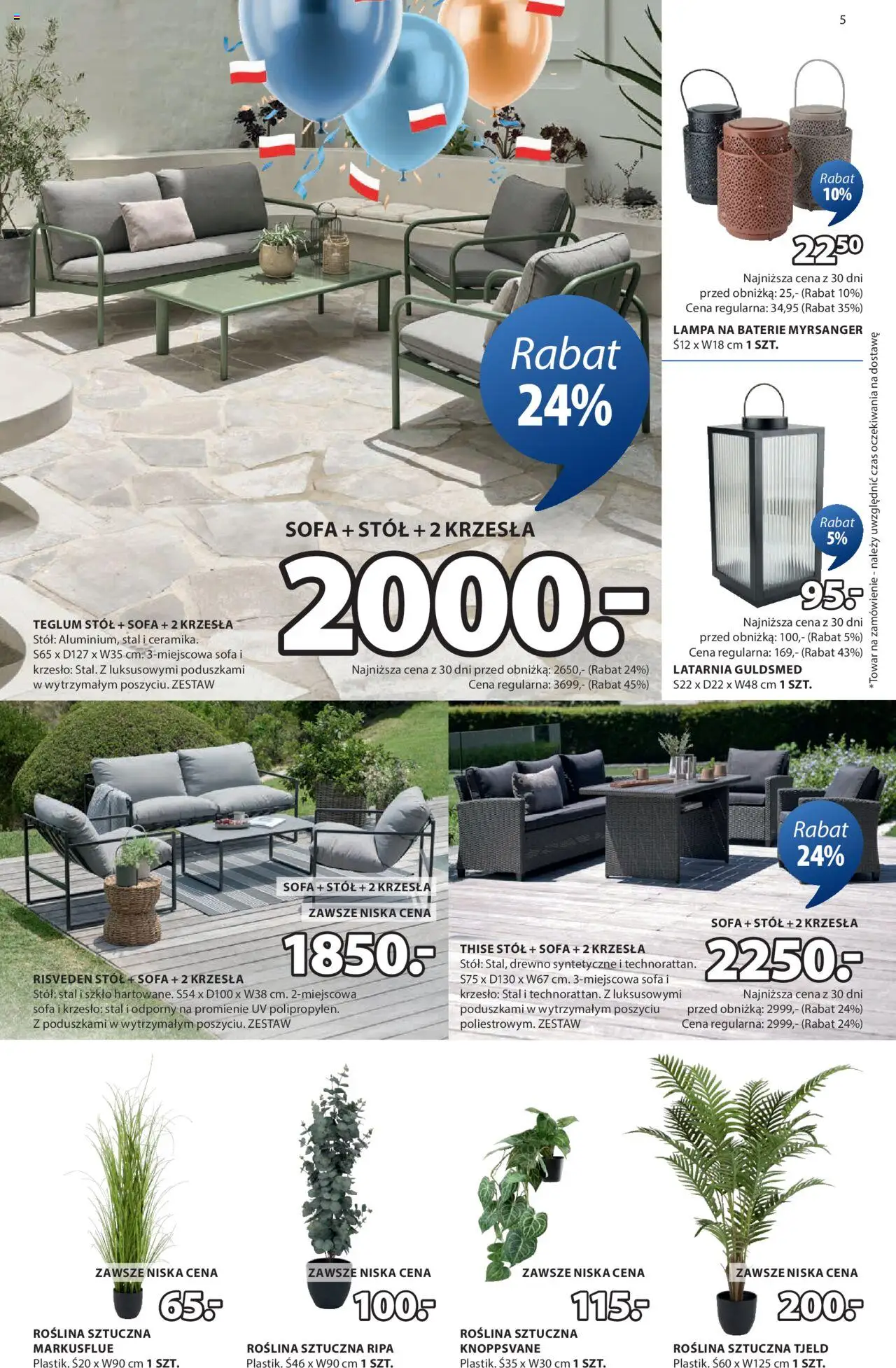 JYSK Gazetka od 21.05.2025 | Strona: 5 | Produkty: Baterie, Sofa, Krzesło, Lampa