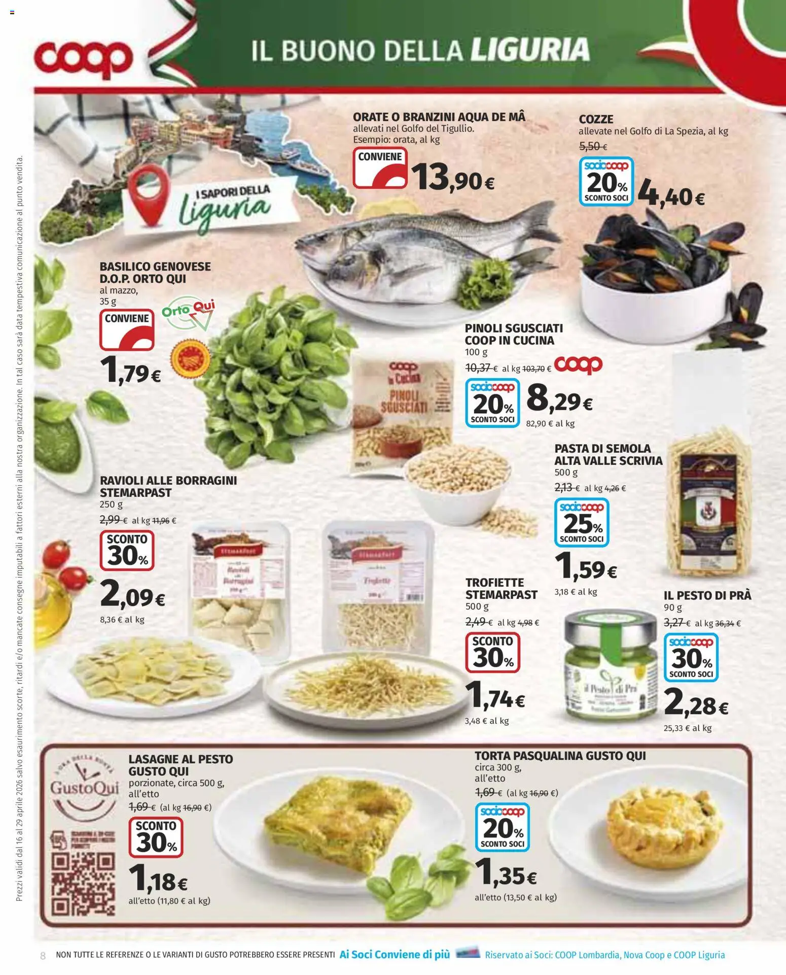 Volantino COOP del 16.04.2026 | Pagina: 8 | Prodotti: Cozze, Pasta, Data, Basilico