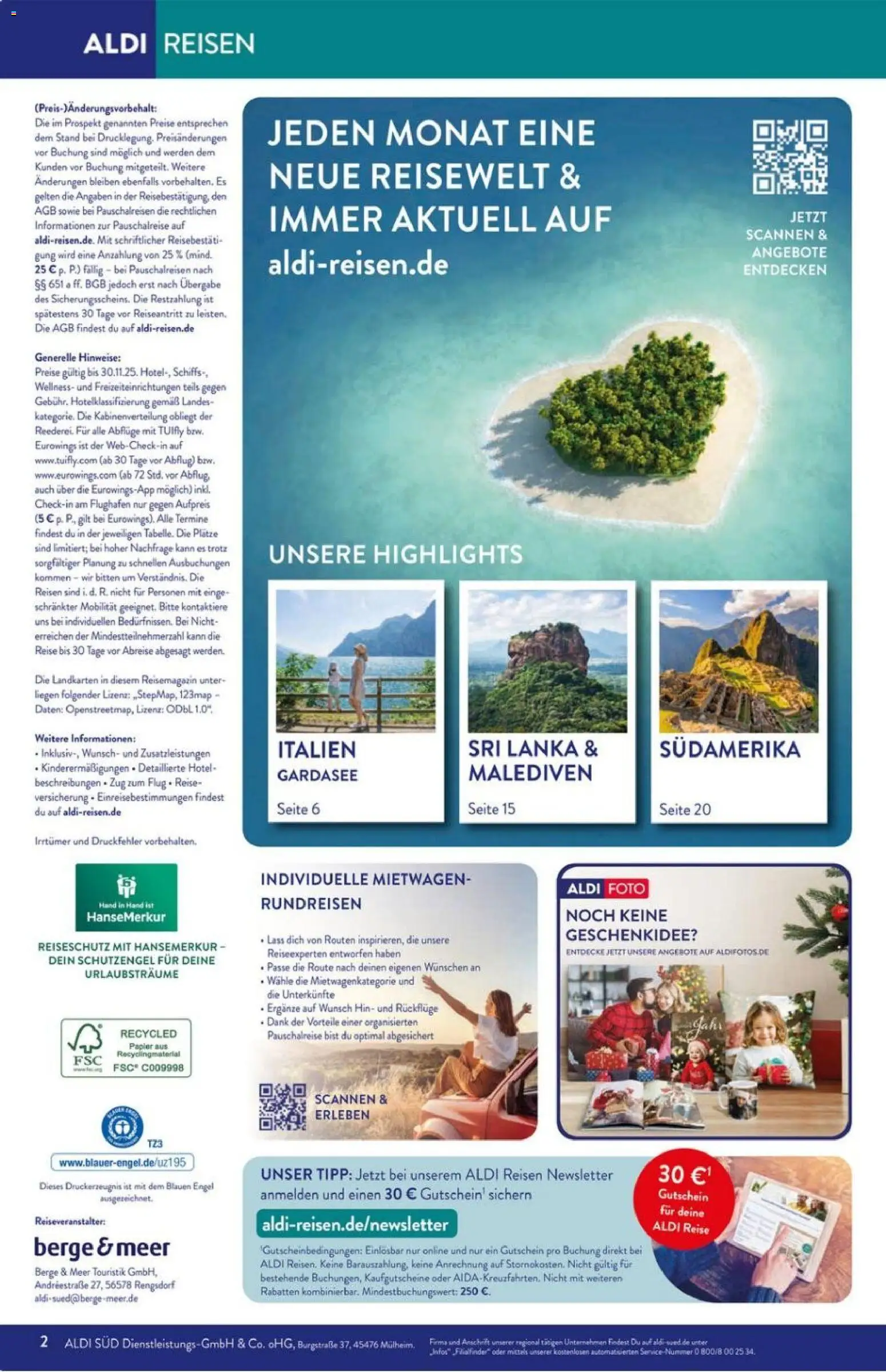Aldi Süd Reisemagazin November 2025 – gültig ab 01.11.2025 | Seite: 2