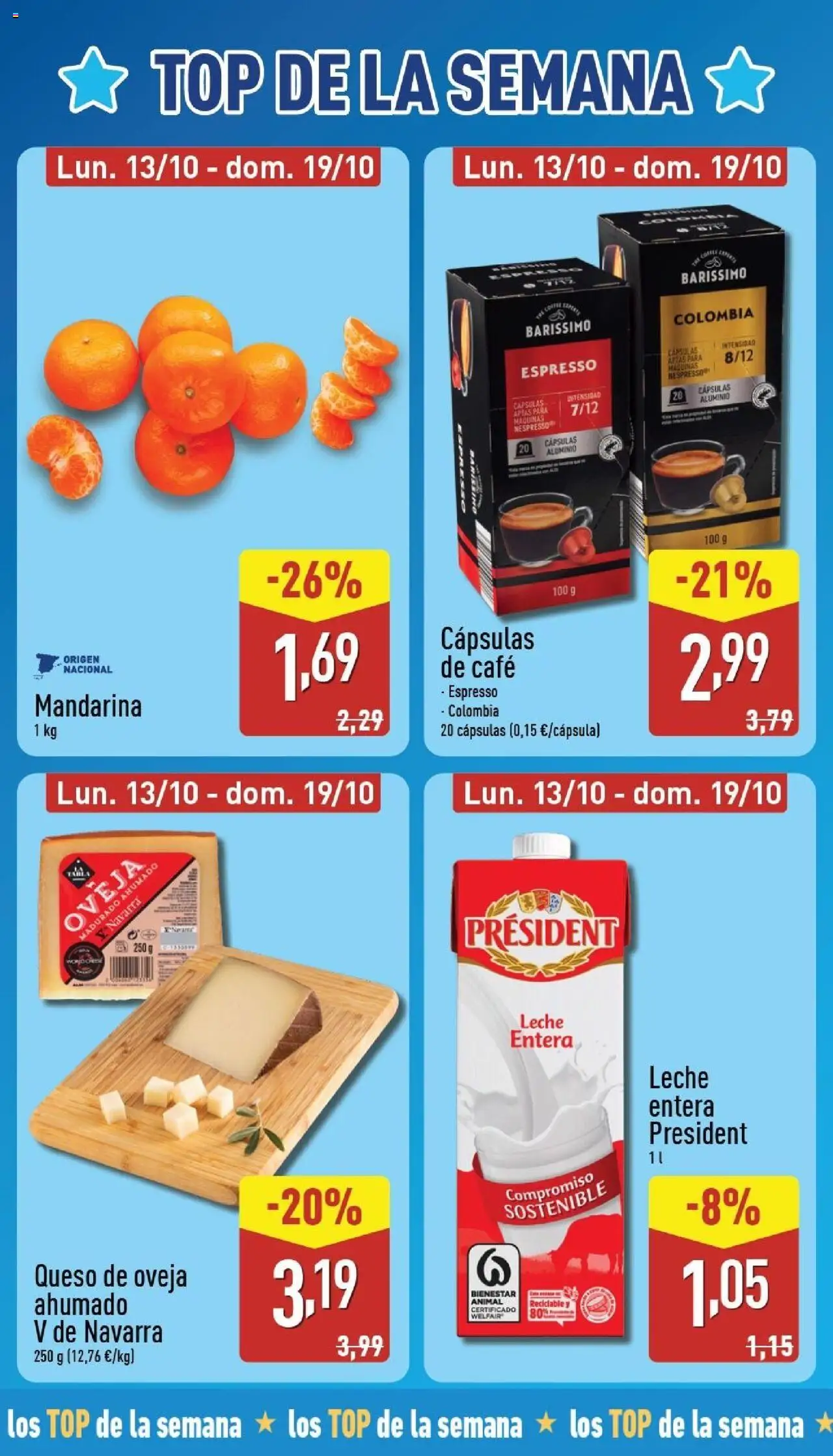 Aldi folleto Baleares │ válido desde el 13.10.2025 | Página: 2 | Productos: Leche entera, Leche, Queso, Café
