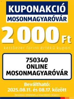 Aldi Kupón Akció | Mosonmagyaróvár - amely érvényes a következő dátumtól: 11.08.2025