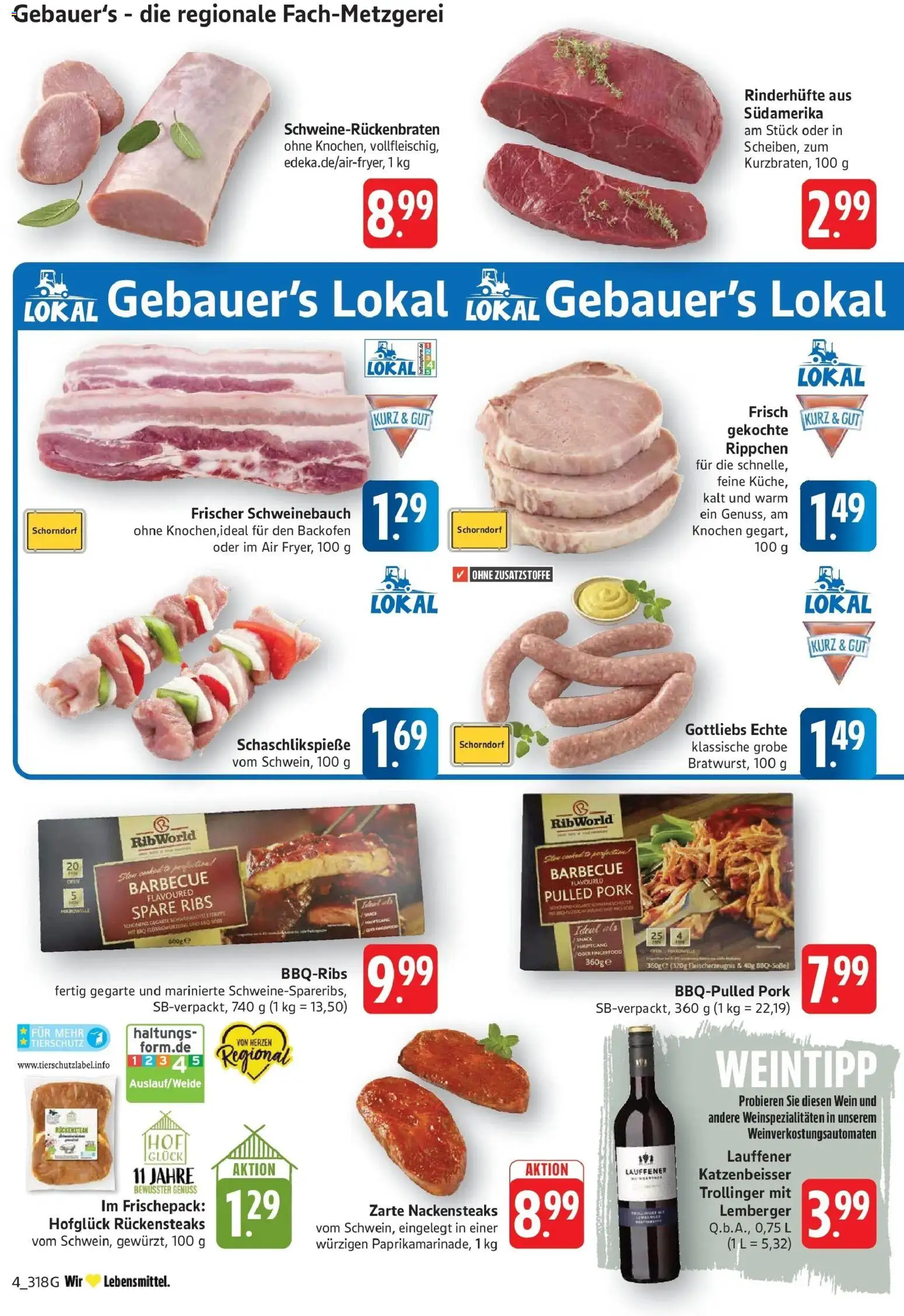 E center Prospekt Göppingen	 – gültig ab 05.04.2026 | Seite: 4 | Produkte: Nackensteaks, Schweinebauch, Backofen, Wein