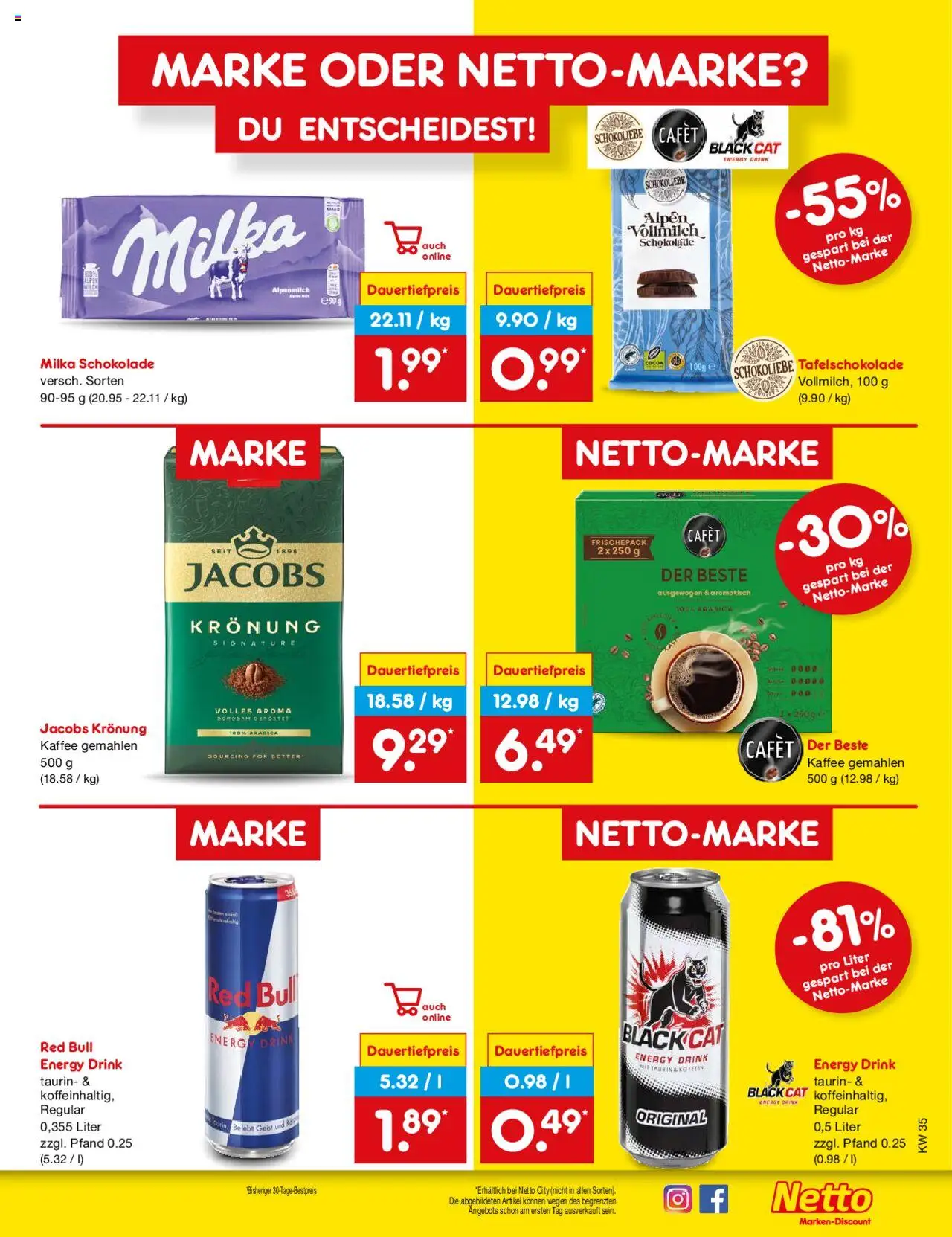 Netto Marken-Discount Prospekt 	 - gültig ab dem 25.08.2025 | Seite: 57 | Produkte: Red bull, Kaffee, Milka schokolade, Milka