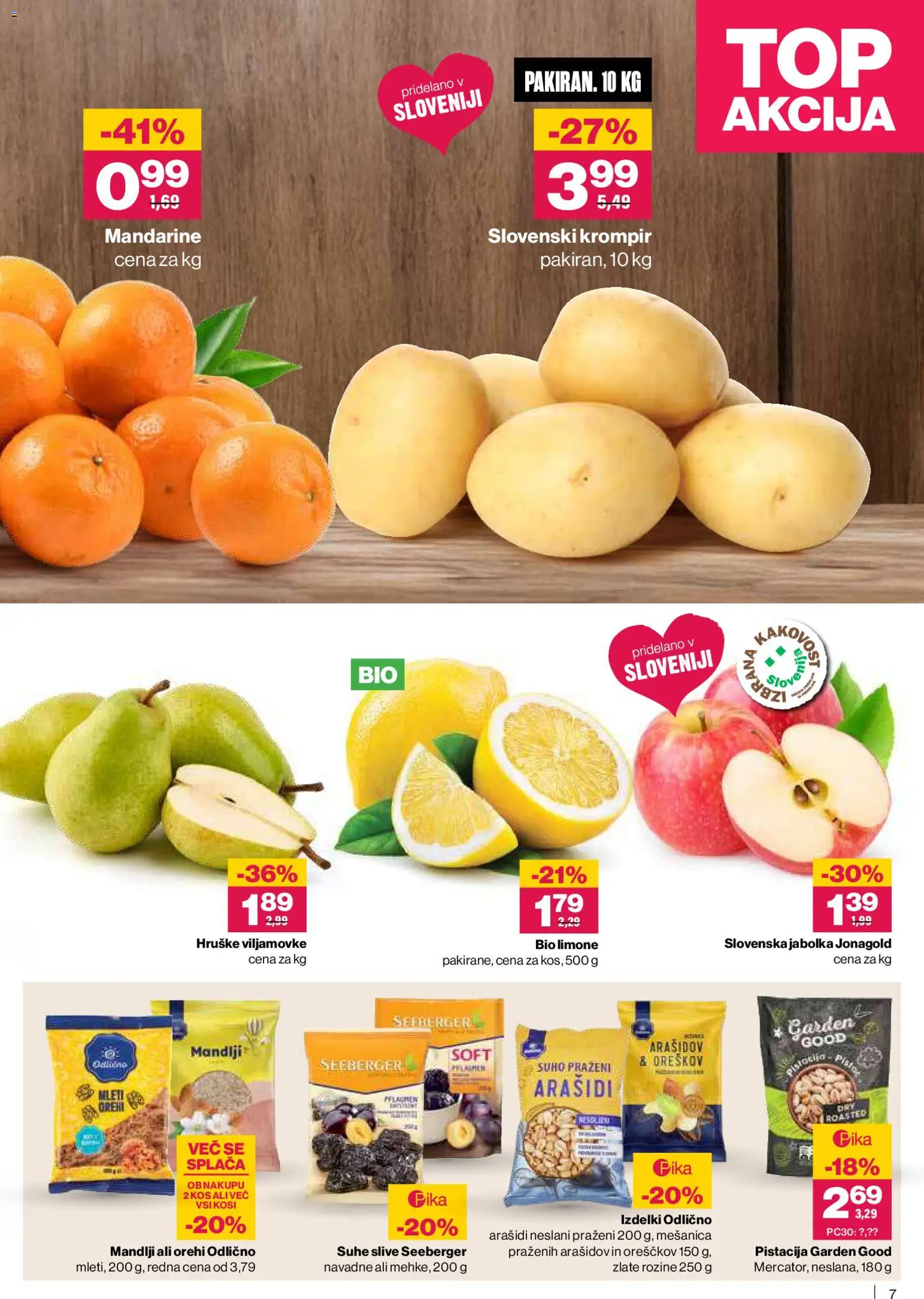 Novi Mercator katalog ponudbe – veljaven od 23.10.2025 | Stran: 7 | Izdelki: Mandarine, Rozine, Krompir, Hruške