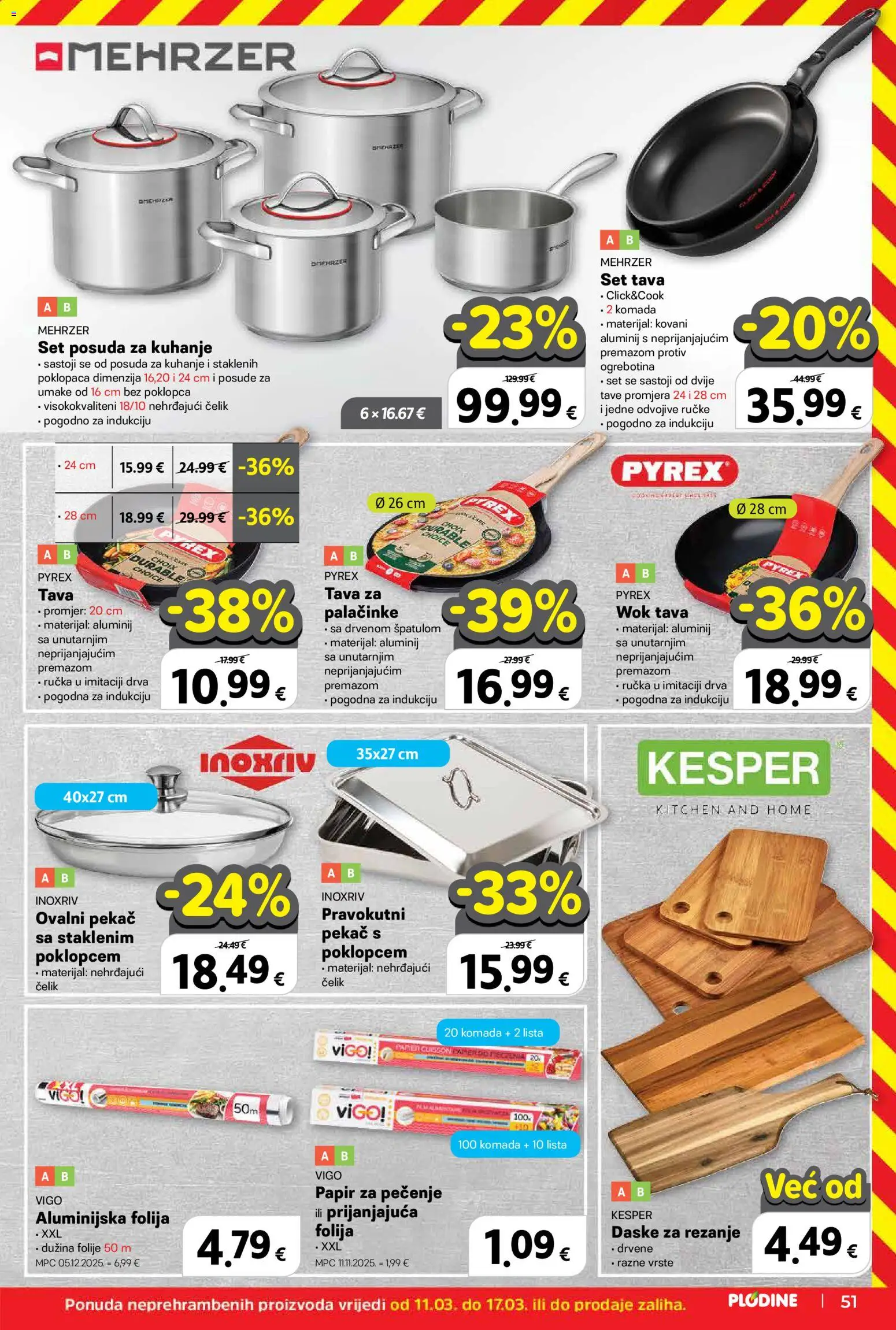 Plodine katalog | vrijedi od 11.03.2026 | Stranica: 51 | Proizvodi: Papir za pečenje, Tava