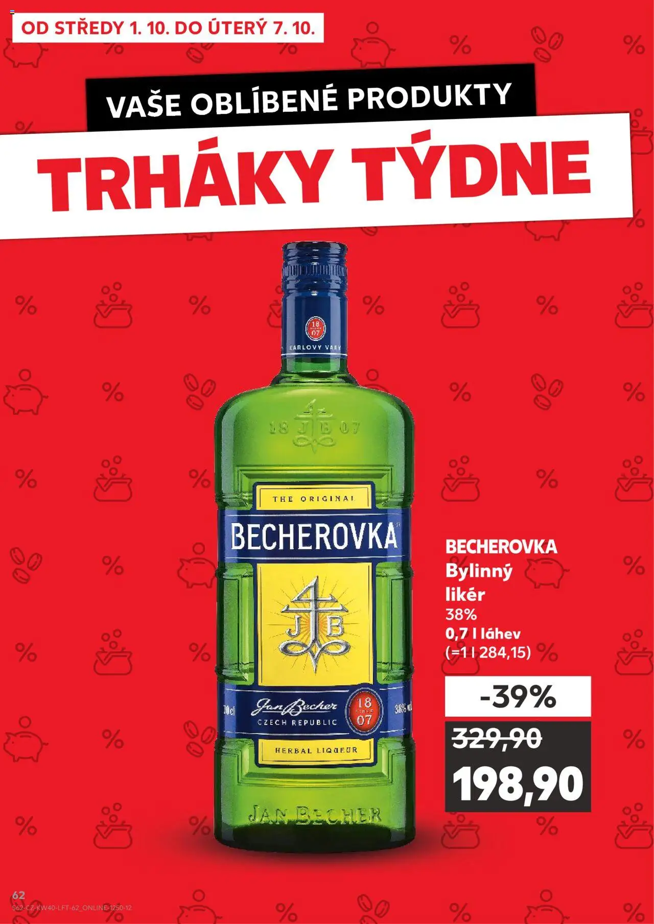 Kaufland leták od 01.10.2025 | Strana: 62 | Produkty: Likér, Becherovka, Láhev
