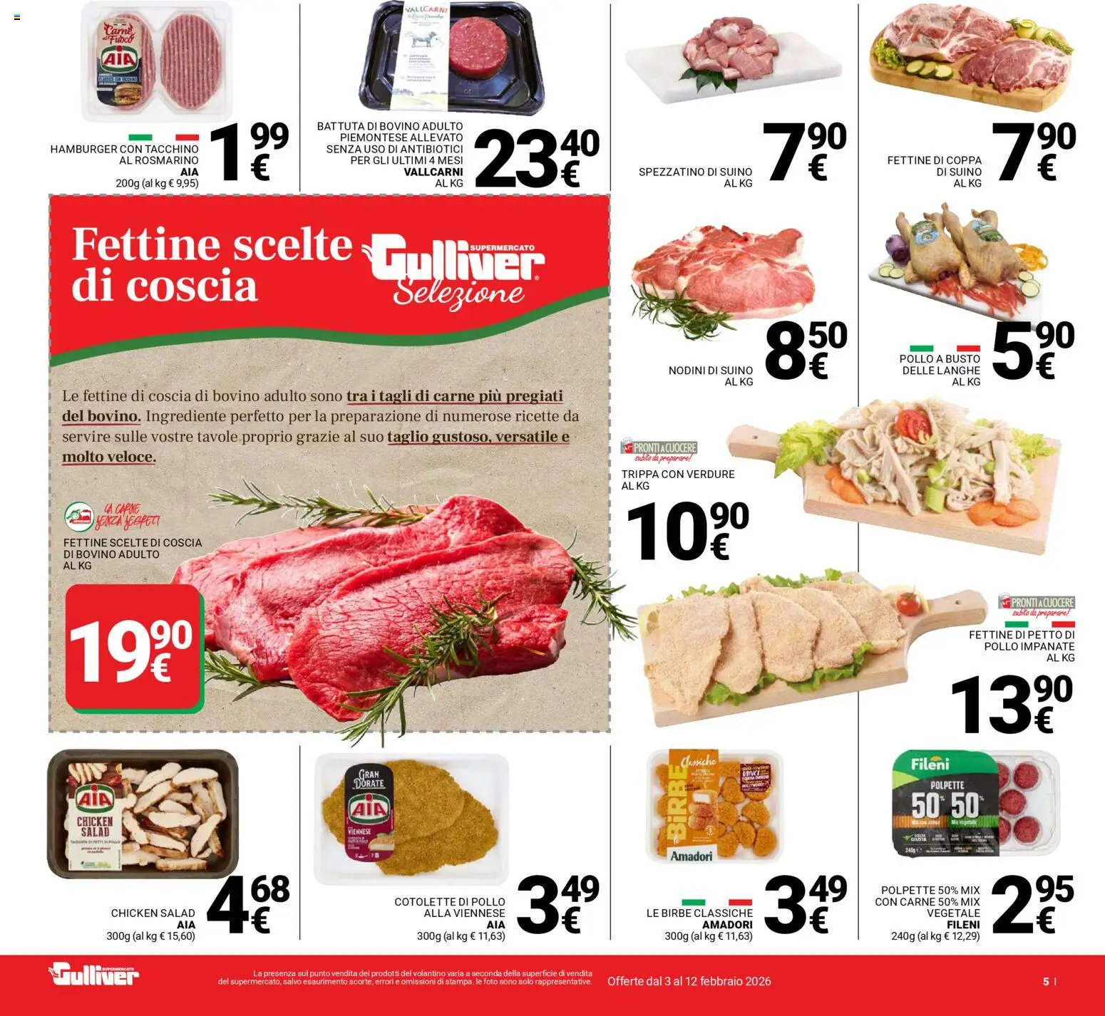 Volantino Gulliver del 03.02.2026 | Pagina: 5 | Prodotti: Rosmarino, Verdure, Hamburger, Polpette