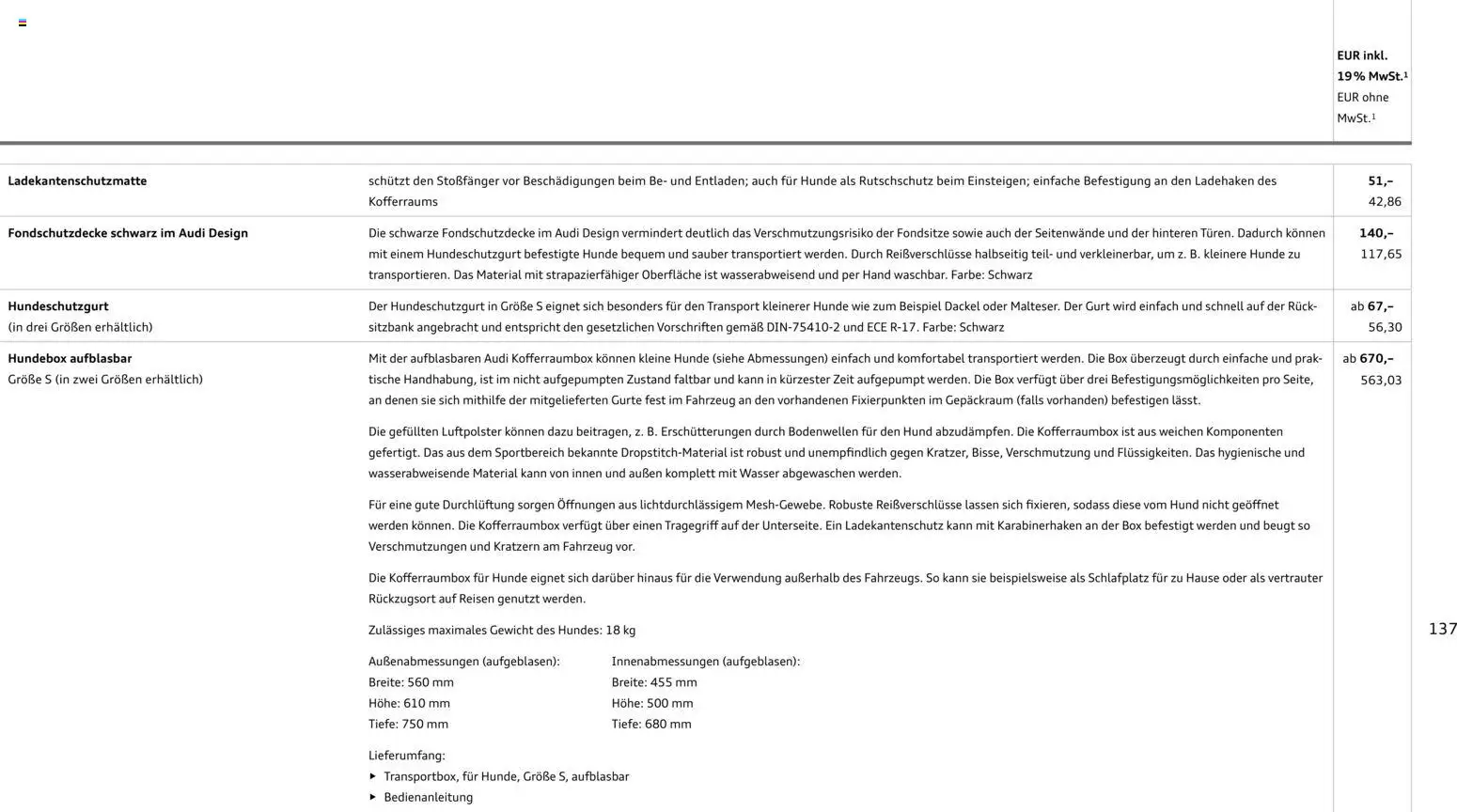 Audi Q8 – gültig ab 06.11.2025 | Seite: 137 | Produkte: Kaffeemaschine, Kaffee