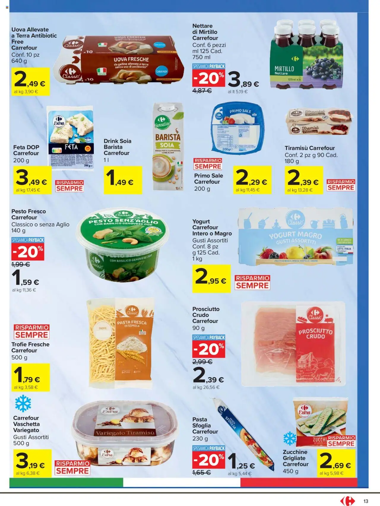 Volantino Carrefour del 07.08.2025 | Pagina: 13 | Prodotti: Uova, Pasta sfoglia, Prosciutto, Terra