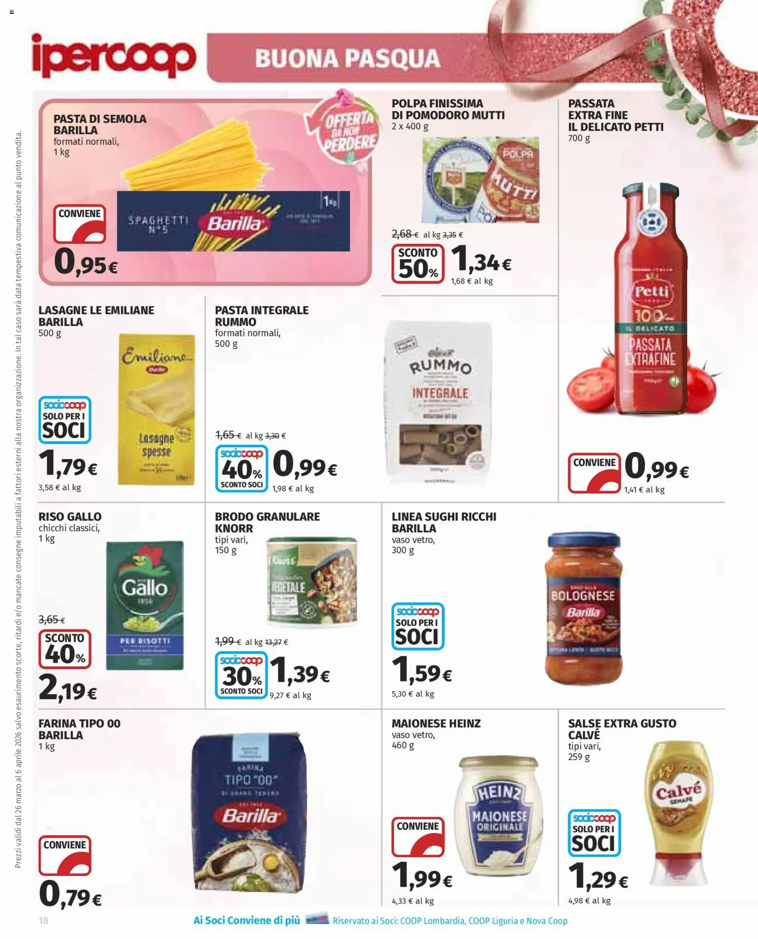 Volantino Ipercoop del 26.03.2026 | Pagina: 18 | Prodotti: Riso, Maionese, Farina, Mutti