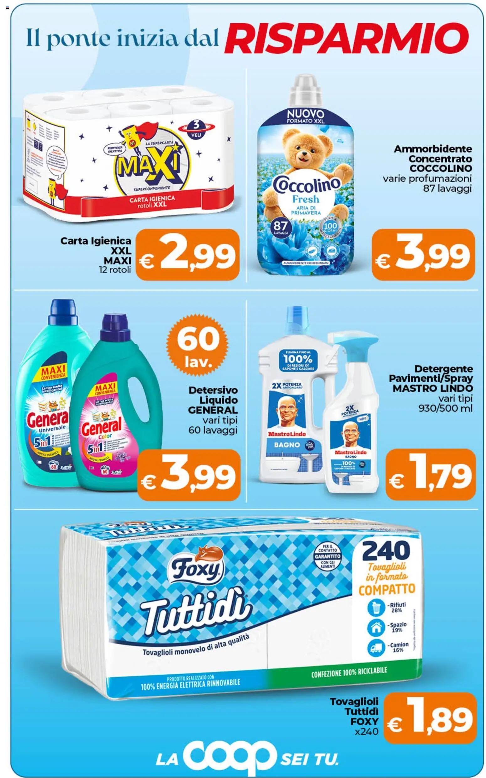 Volantino Ipercoop del 28.04.2026 | Pagina: 9 | Prodotti: Carta igienica, Sapone, Ammorbidente, Detergente