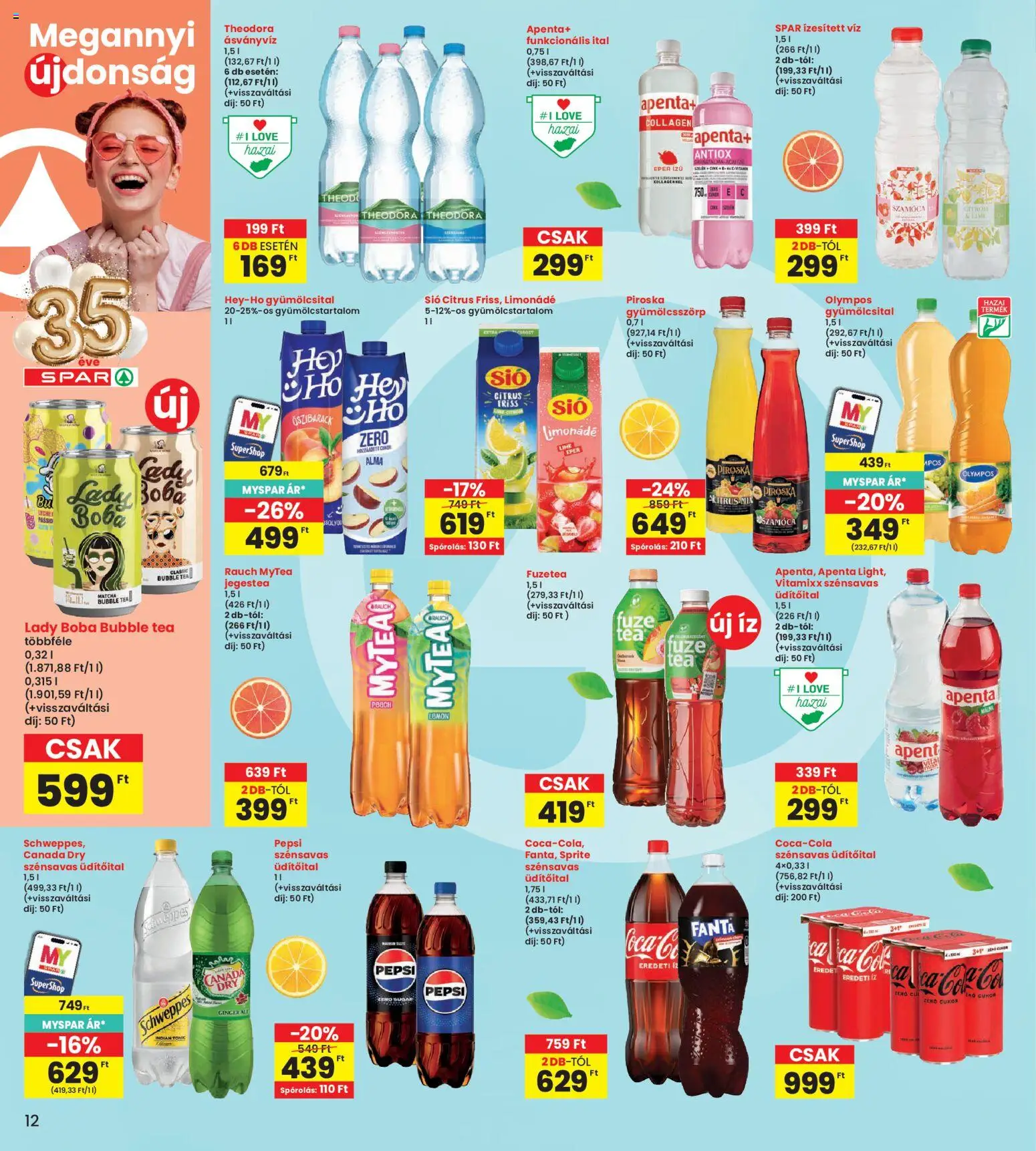 Interspar akciós ujság - amely érvényes a következő dátumtól: 30.04.2026 | Oldal: 12 | Termékek: Lime, Pepsi, Limonádé, Alma
