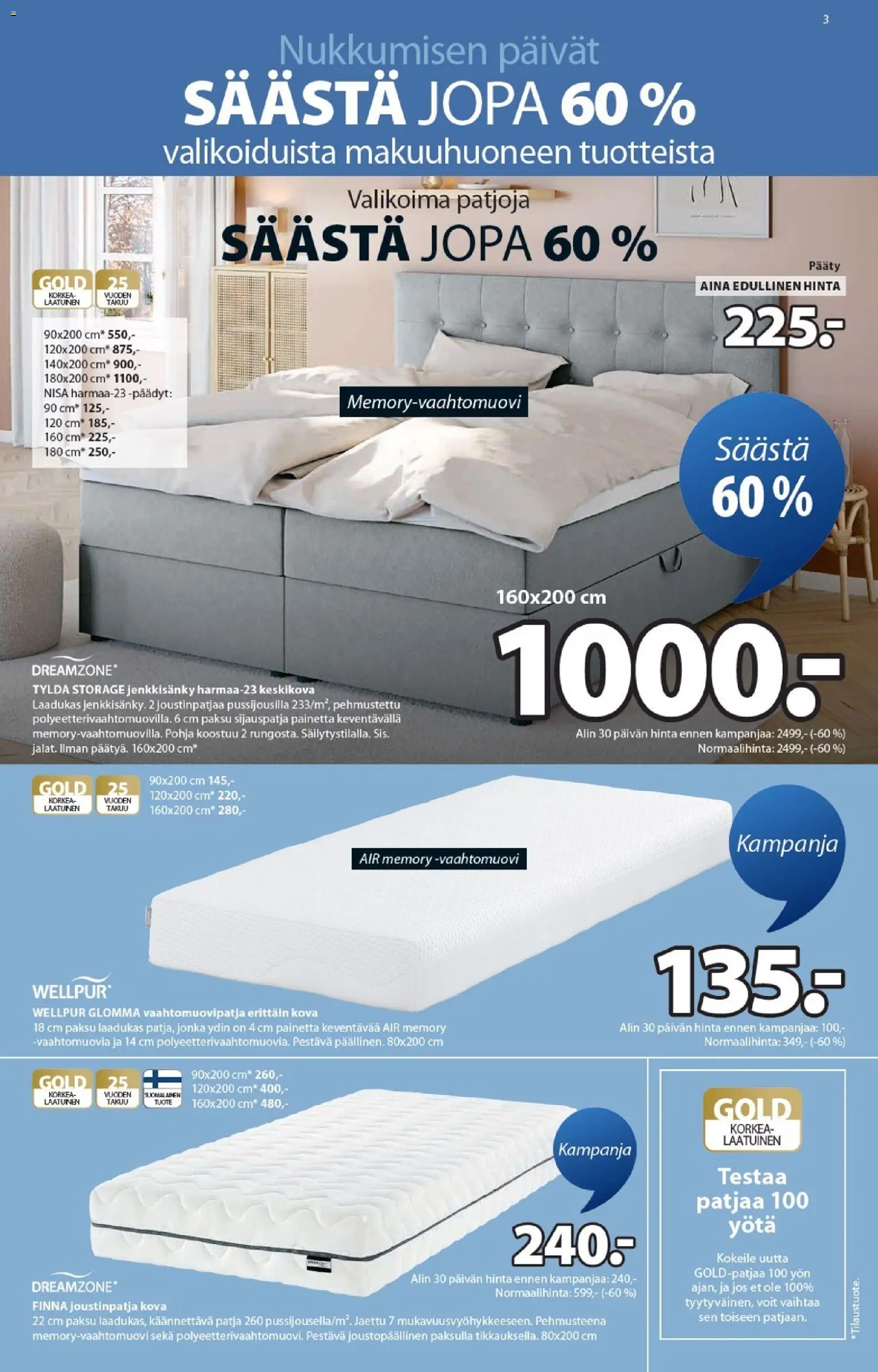 JYSK - Tarjoukset – voimassa 15.01.2026 alkaen | Sivu: 3 | Tuotteet: Vaahtomuovipatja, Jenkkisänky, Patja