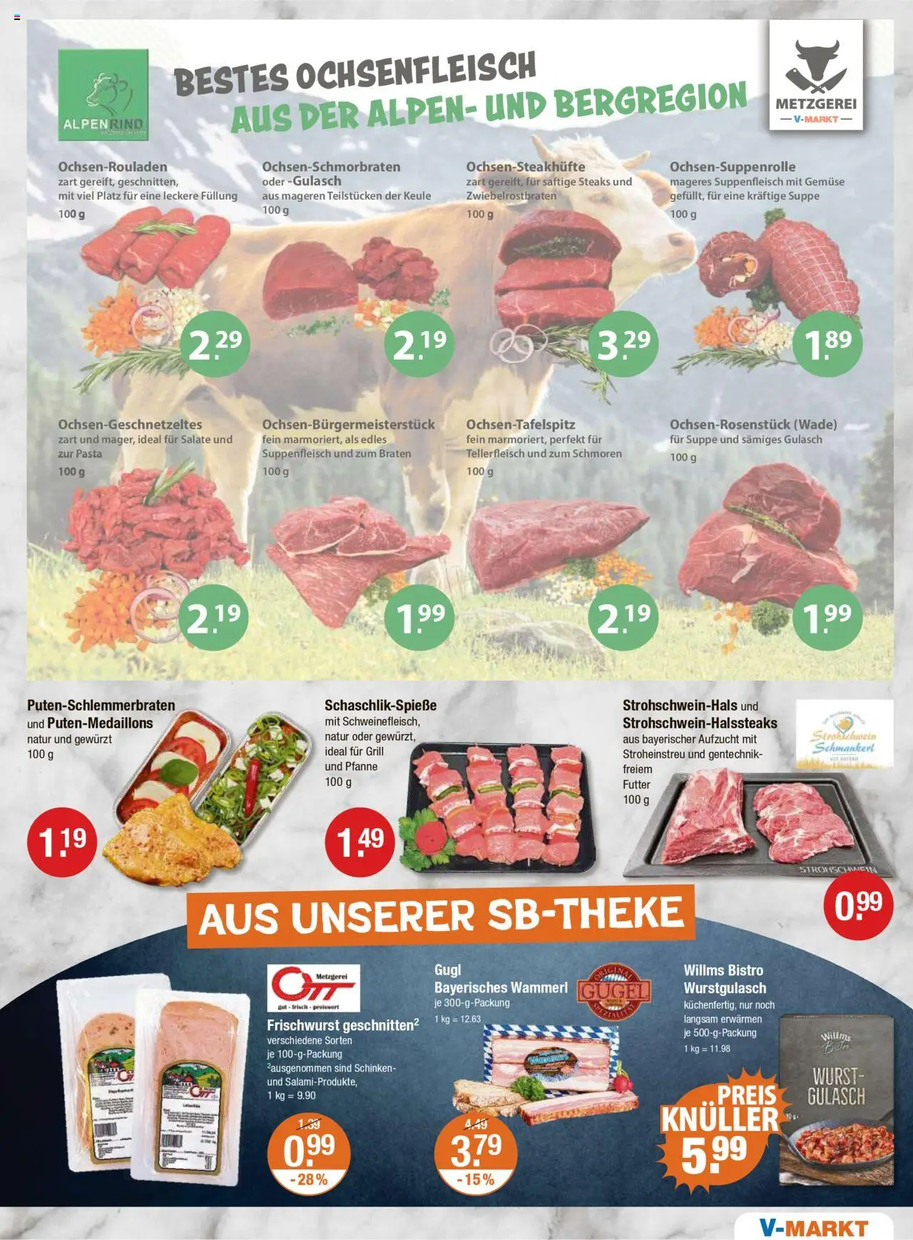 V-Markt - Hallertau / Oberpfalz – gültig ab 09.10.2025 | Seite: 3 | Produkte: Gulasch, Suppenfleisch, Wurst, Schweinefleisch