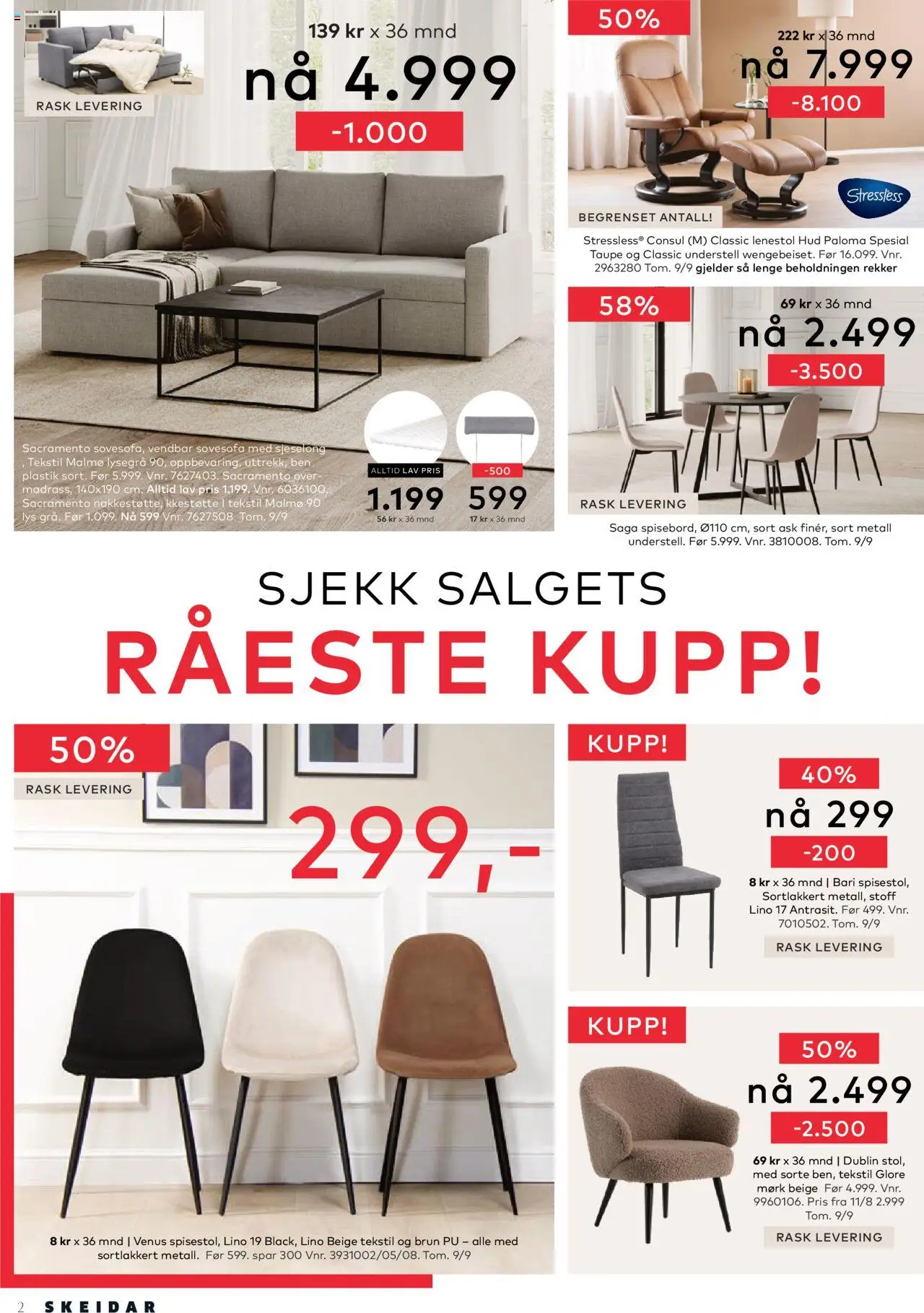  | Side: 2 | Produkter: Sovesofa, Lys, Lenestol, Sjeselong