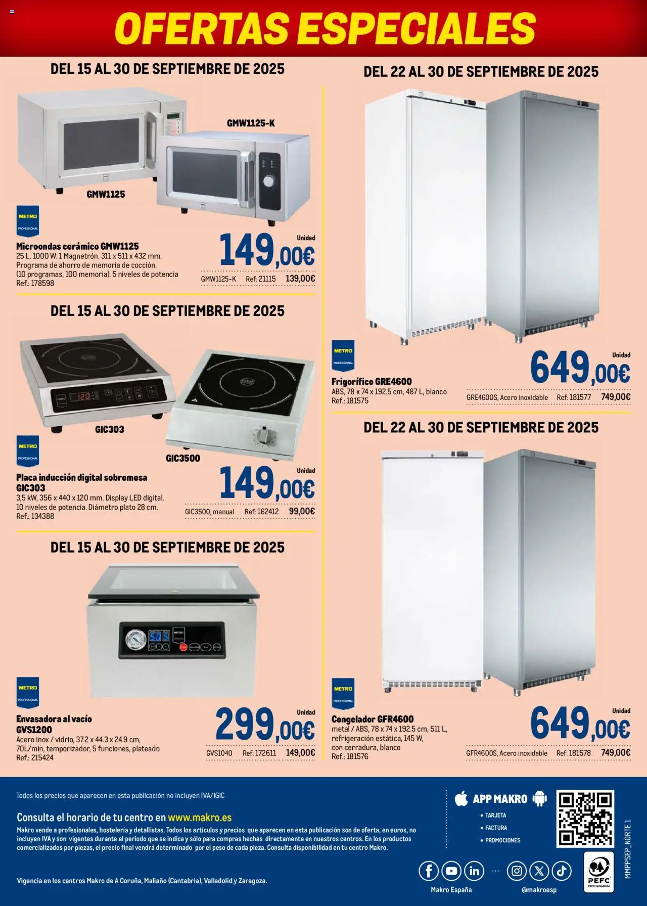 Makro - Oferta especial septiembre Norte │ válido desde el 15.09.2025 | Página: 4 | Productos: Congelador, Peso