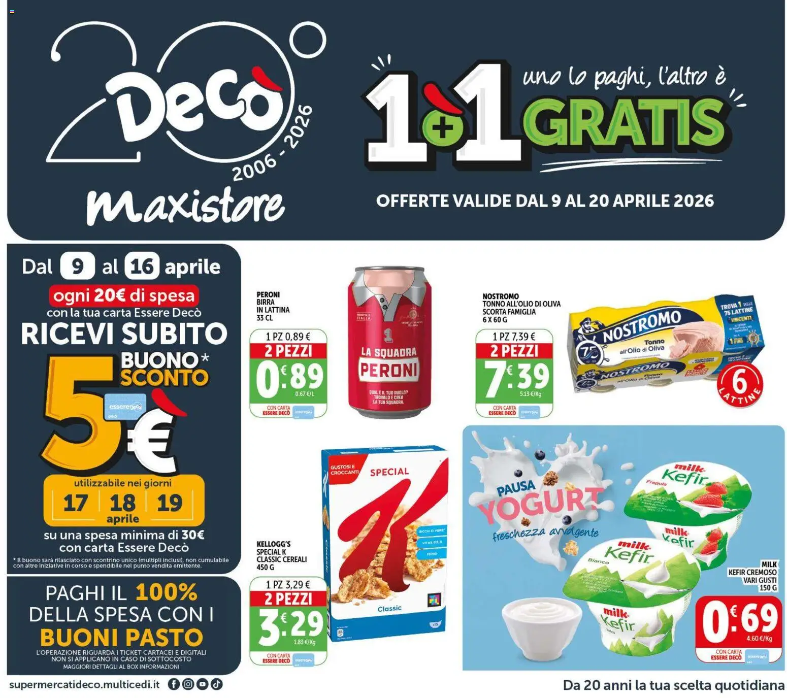Volantino Decò del 09.04.2026 | Pagina: 1 | Prodotti: Birra, Cereali, Tonno