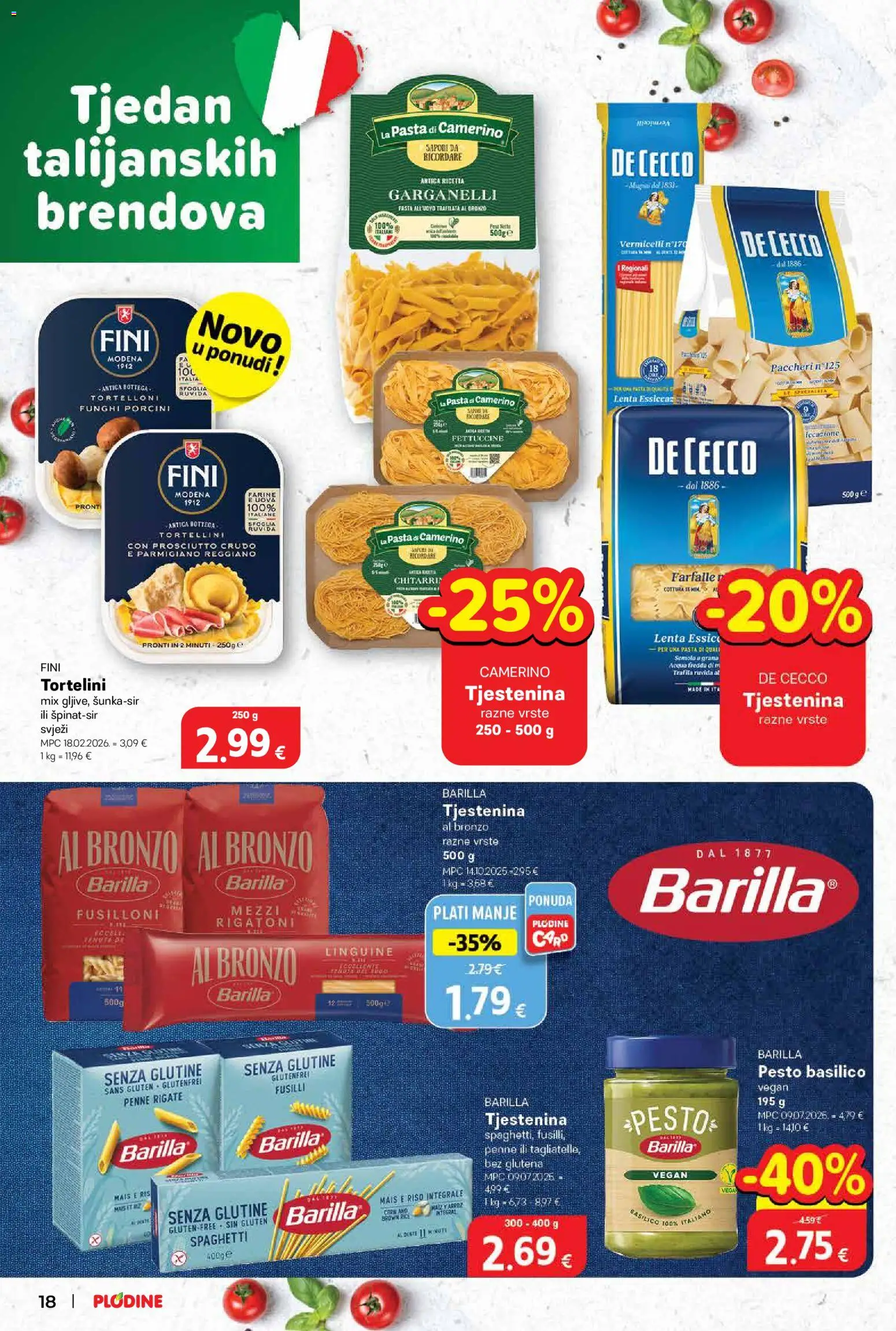 Plodine katalog | vrijedi od 29.04.2026 | Stranica: 18 | Proizvodi: Tortellini, Tjestenina, Pasta, Barilla