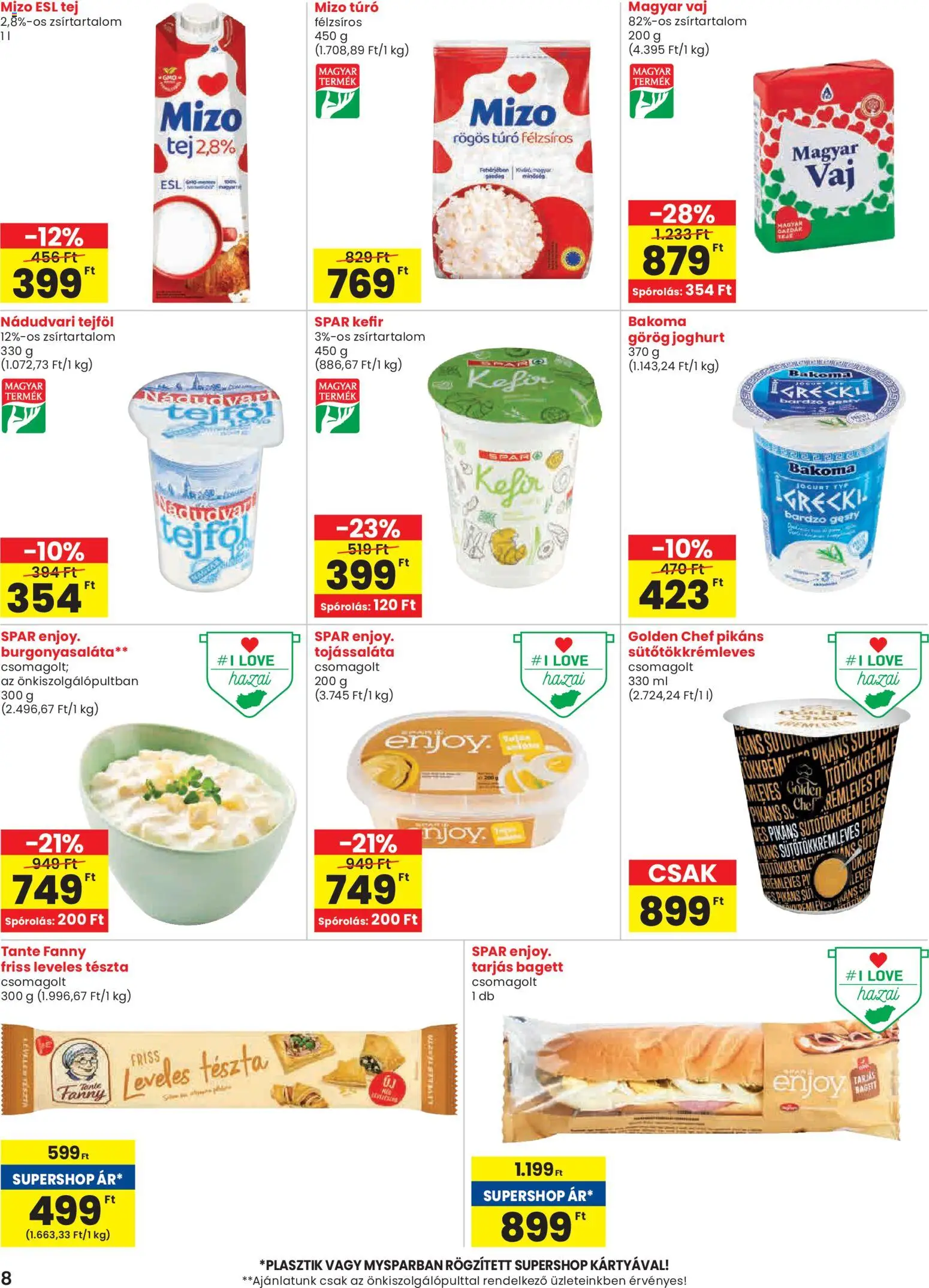 Spar akciós ujság - amely érvényes a következő dátumtól: 30.10.2025 | Oldal: 8 | Termékek: Rögös túró, Görög joghurt, Tej, Tejföl