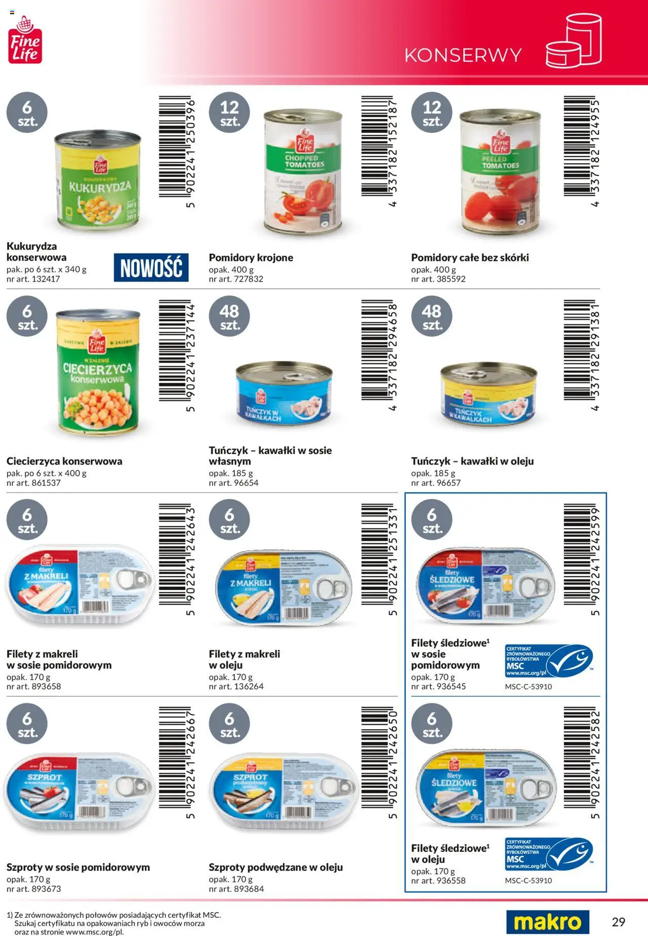 Makro Gazetka - Katalog marek własnych dla właścicieli sklepów od 18.04.2024 | Strona: 29 | Produkty: Tuńczyk, Pomidory