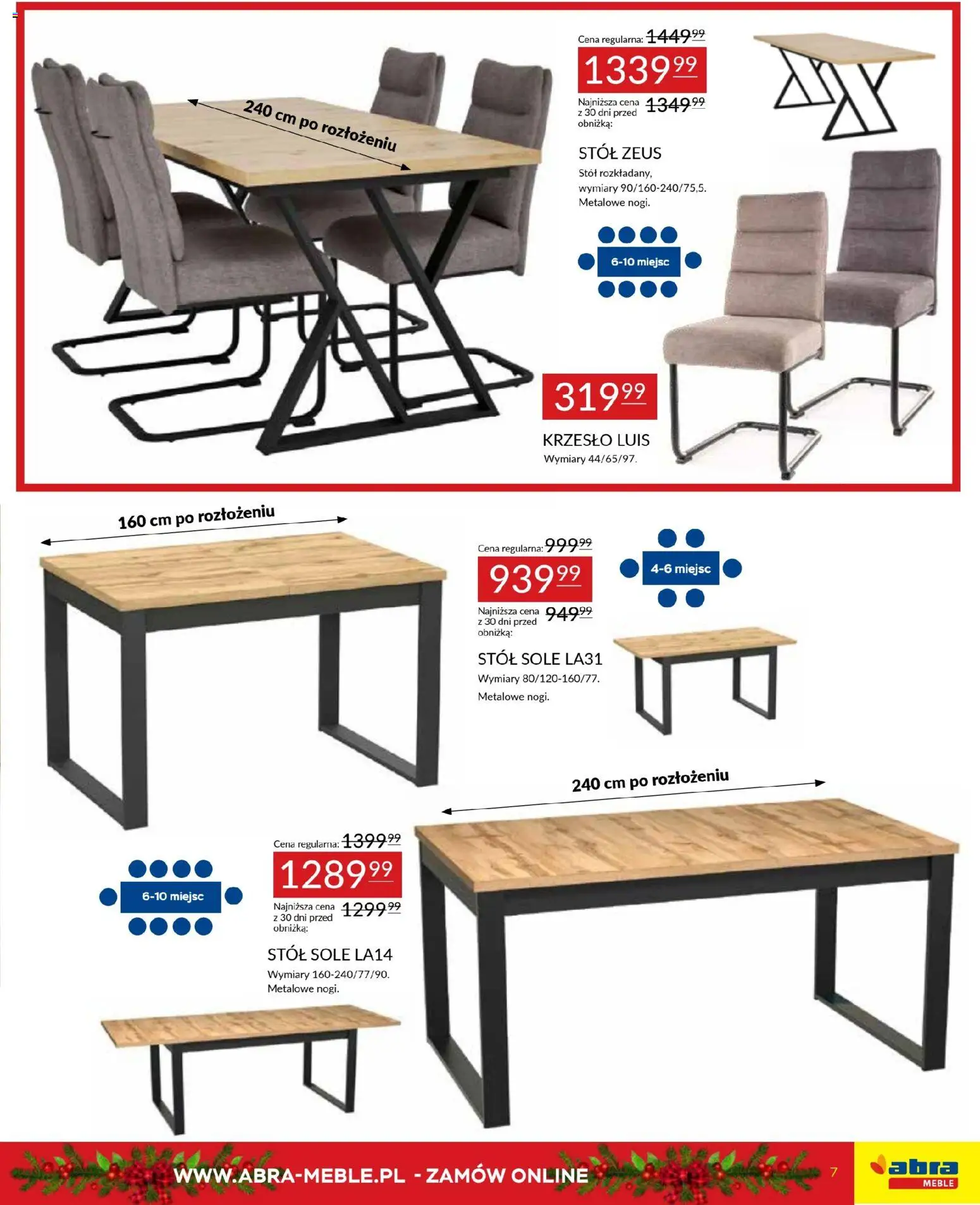 Abra meble Gazetka od 03.12.2025 | Strona: 7 | Produkty: Stół, Krzesło