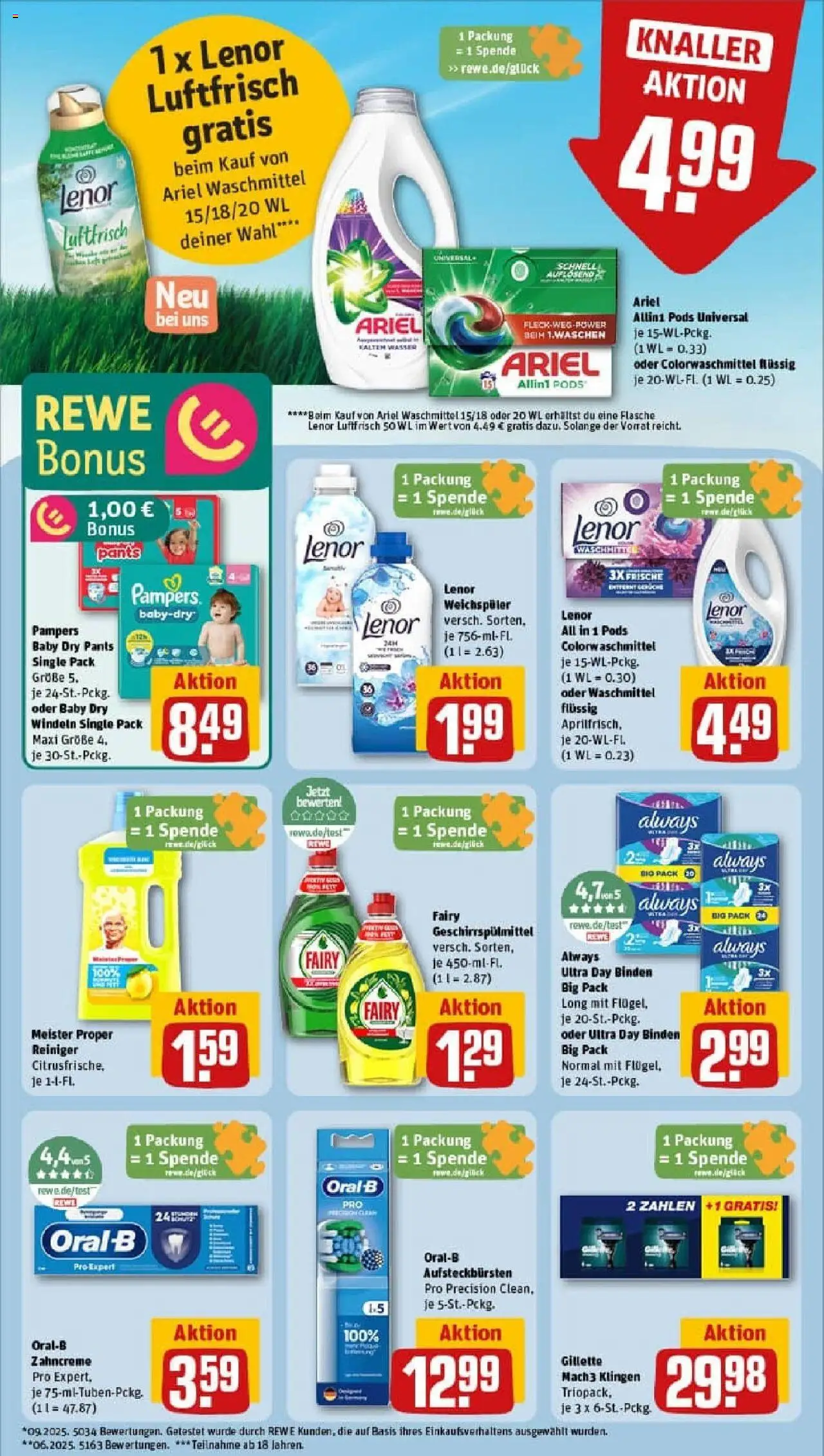 Rewe prospekt Essen	 – gültig ab 19.10.2025 | Seite: 27 | Produkte: Pampers, Wasser, Weichspüler, Waschmittel