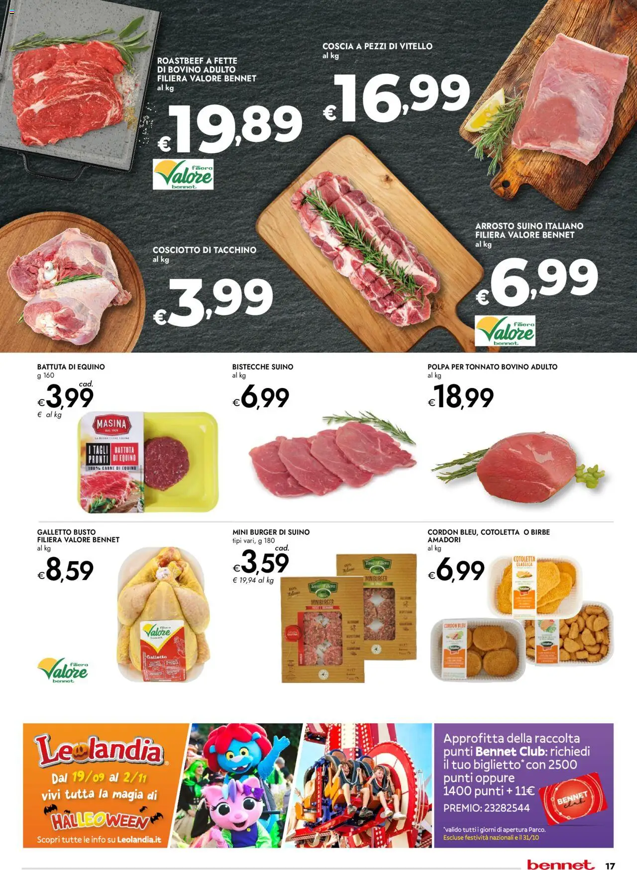 Volantino bennet del 11.09.2025 | Pagina: 17 | Prodotti: Bovino, Arrosto, Suino, Tacchino