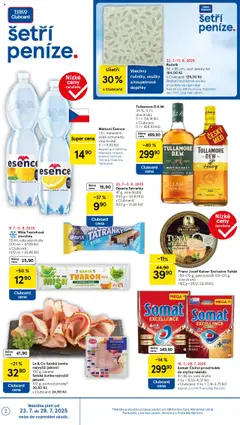 Tesco leták - Hypermarket od 23.07.2025 | Strana: 2 | Produkty: Tuňák, Mattoni, Whiskey, Mattoni Esence