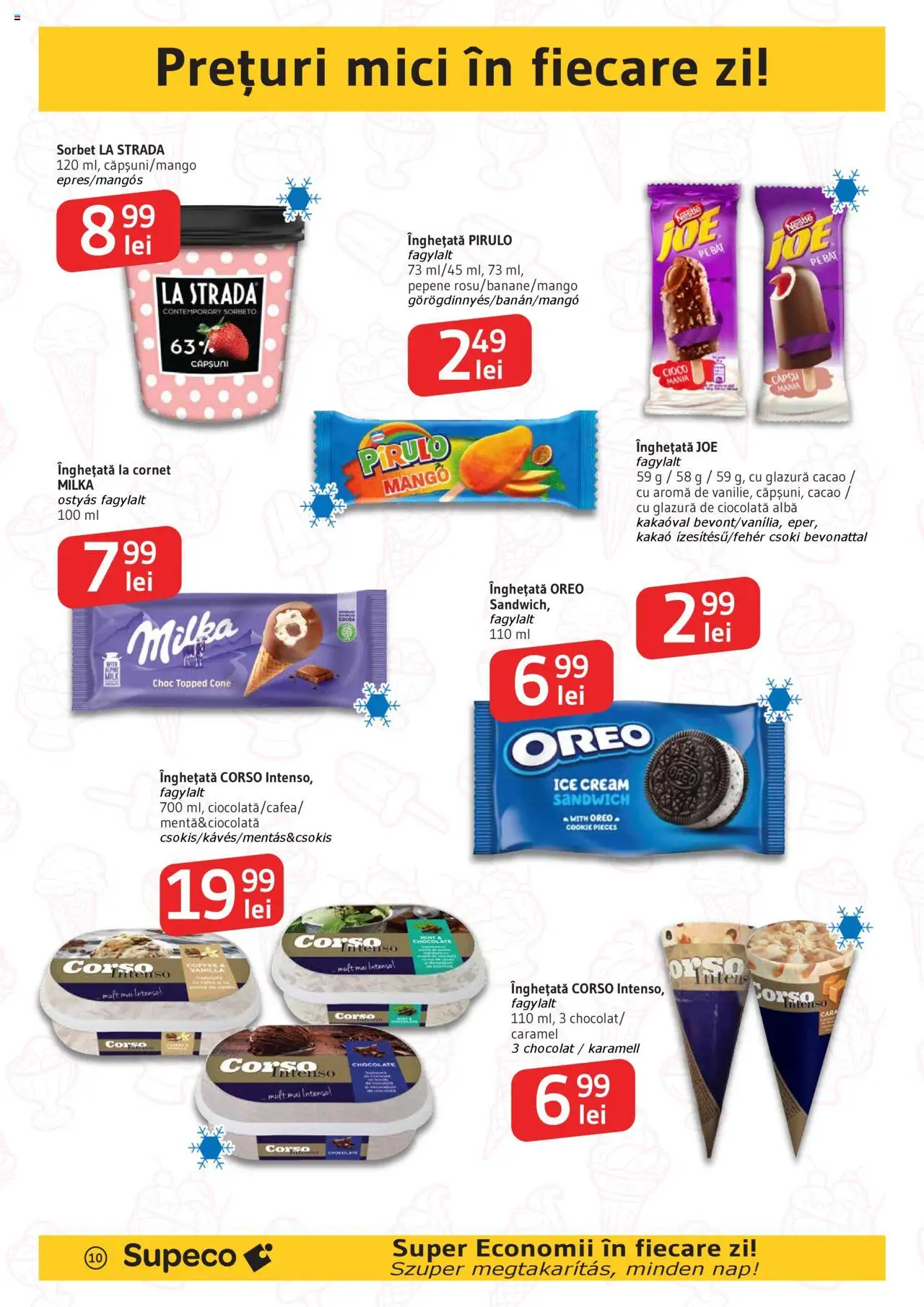 Catalog Supeco Bilingv – valabil de la 07.08.2025 | Pagină: 10 | Produse: Mici, Ciocolată, Căpșuni, Înghețată