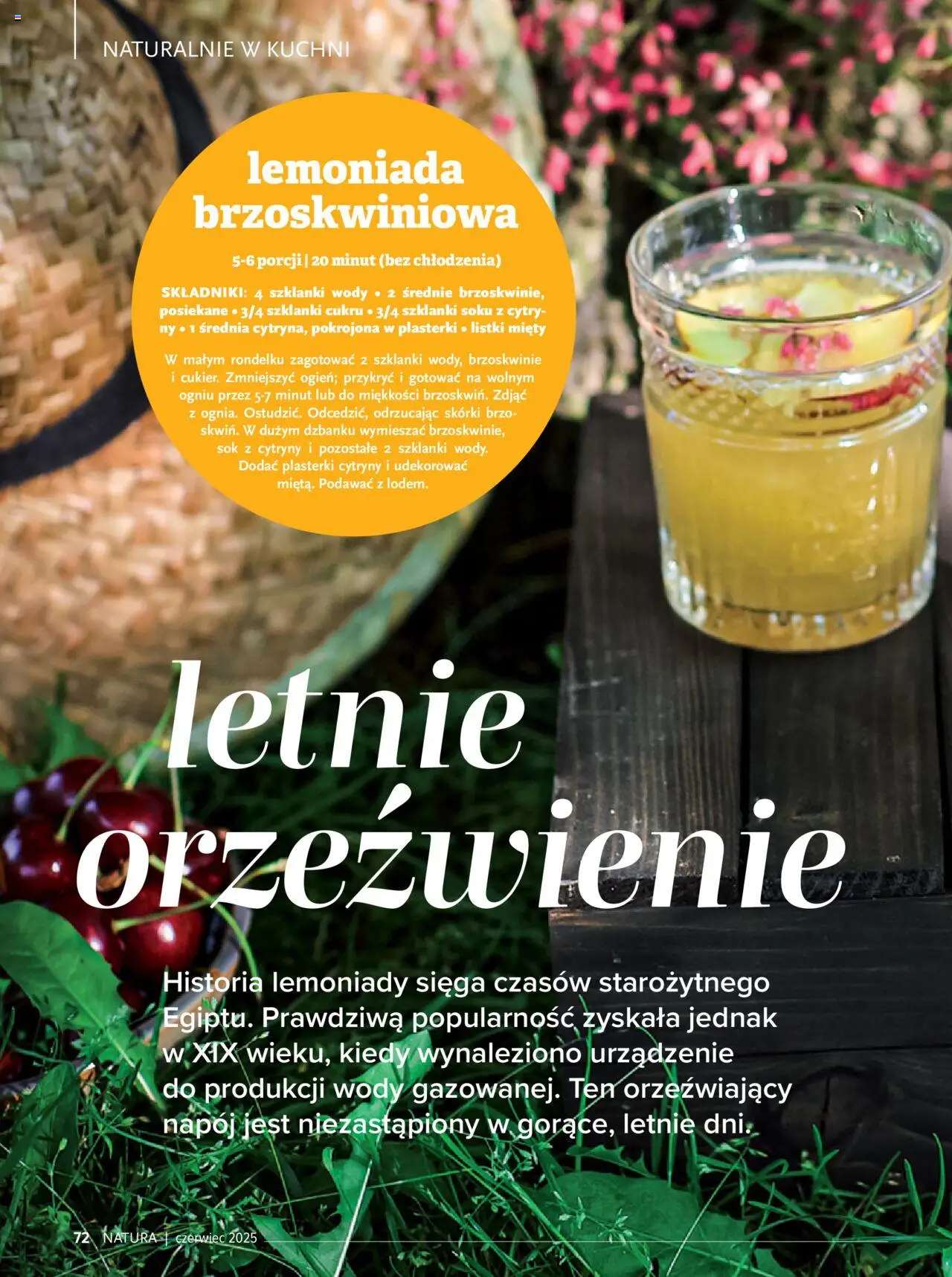 Drogerie Natura Gazetka - Magazyn Klubu Natura 06 od 01.06.2025 | Strona: 72 | Produkty: Sok z cytryny, Cytryny, Brzoskwinie, Szklanki