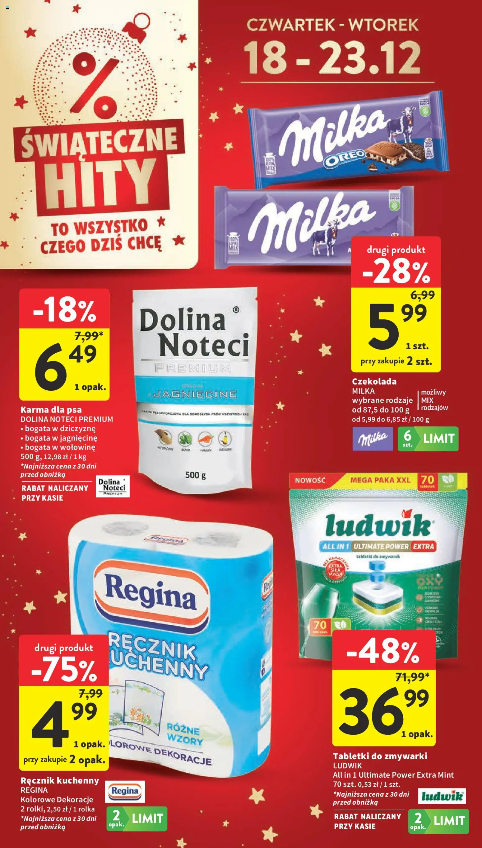Intermarche Gazetka od 18.12.2025 | Strona: 8 | Produkty: Milka, Karma dla psa, Czekolada, Tabletki do zmywarki