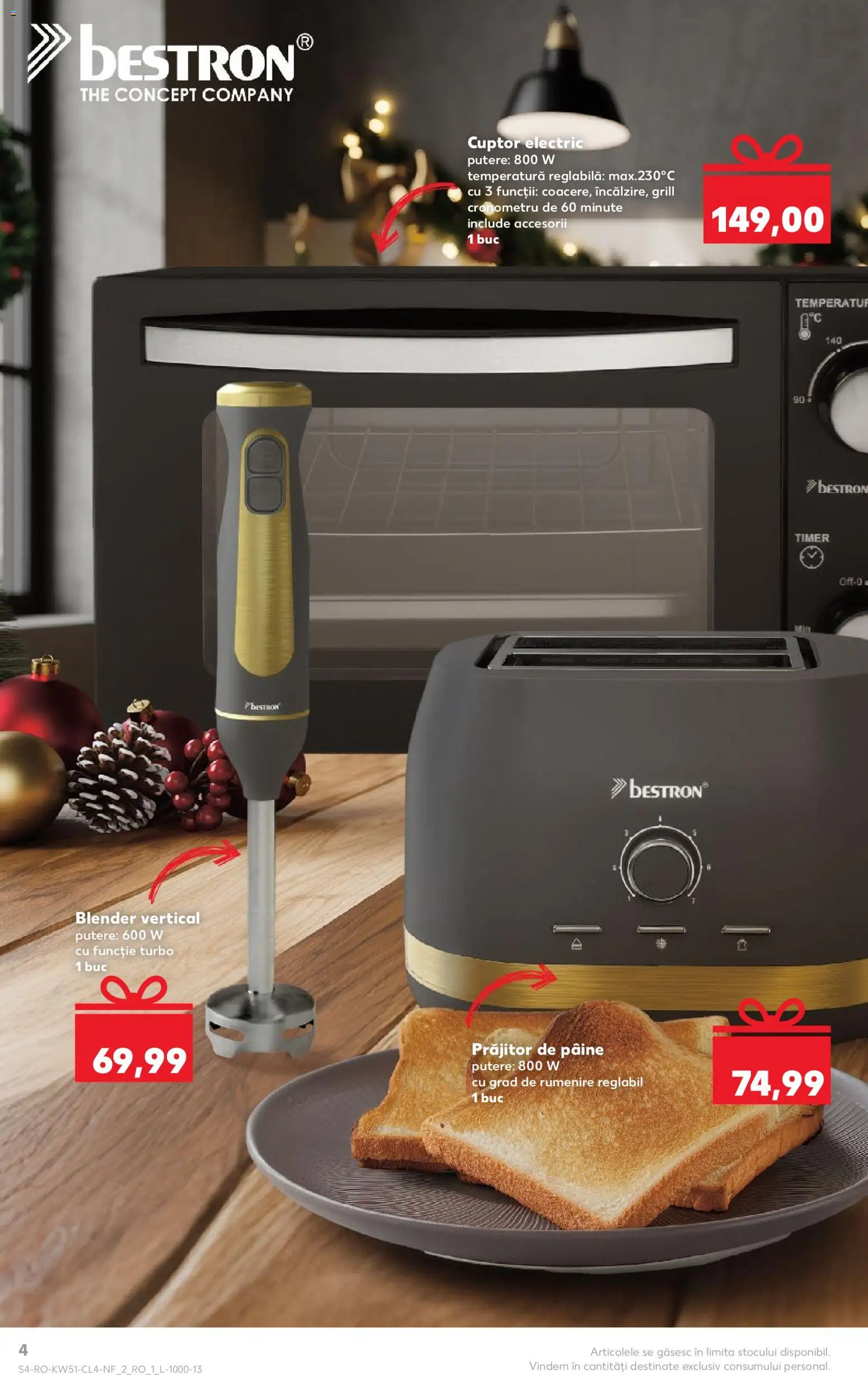 Noul catalog Kaufland – valabil de la 17.12.2025 | Pagină: 4 | Produse: Cuptor, Grill, Toaster, Pâine