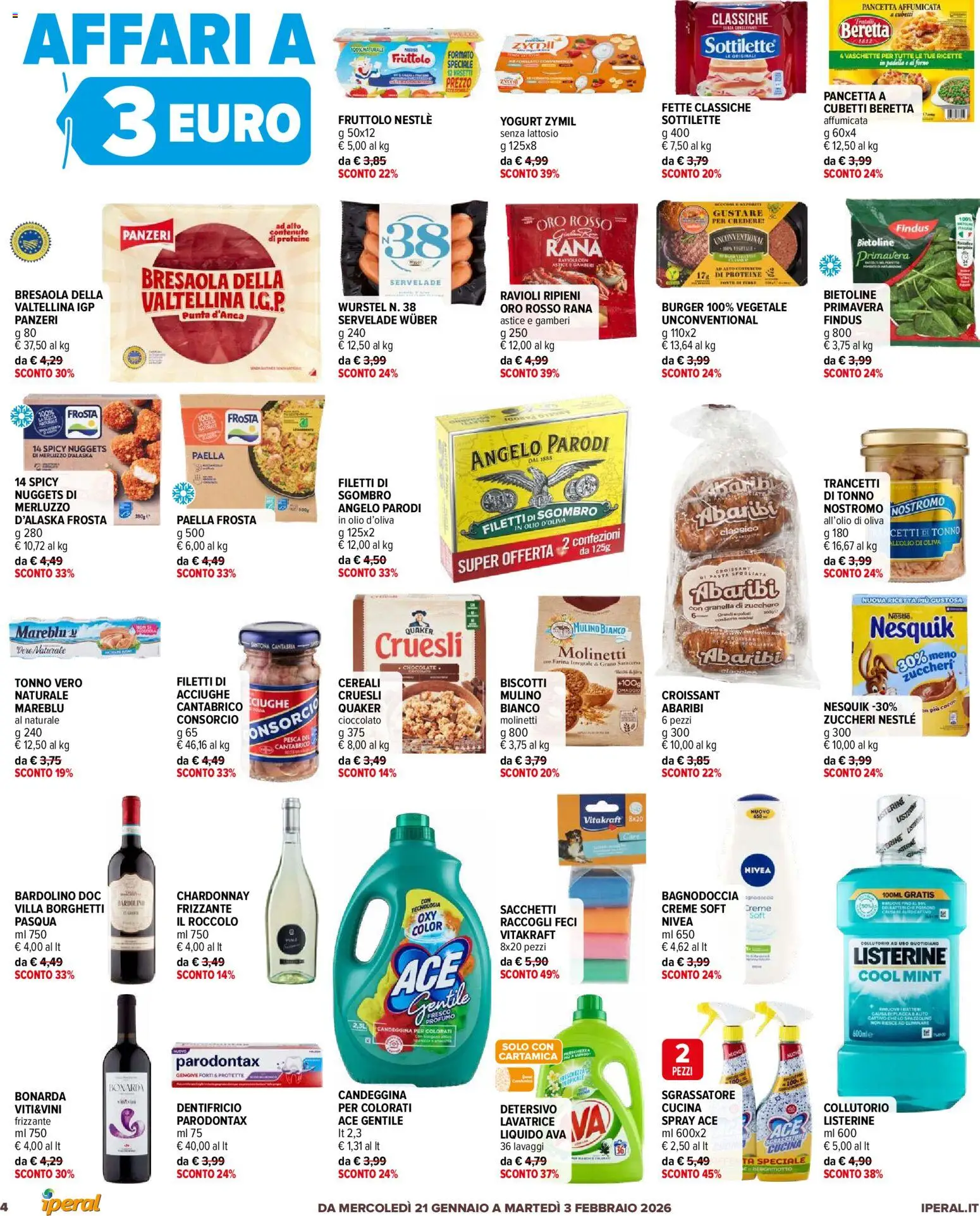 Volantino Iperal del 21.01.2026 | Pagina: 4 | Prodotti: Collutorio, Farina, Lavatrice, Astice