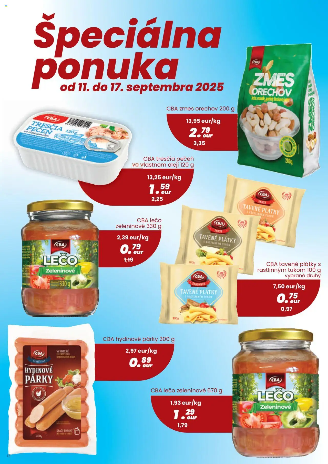 Nové Nitrazdroj akcie – leták je platný od 04.09.2025 | Strana: 13 | Produkty: Párky